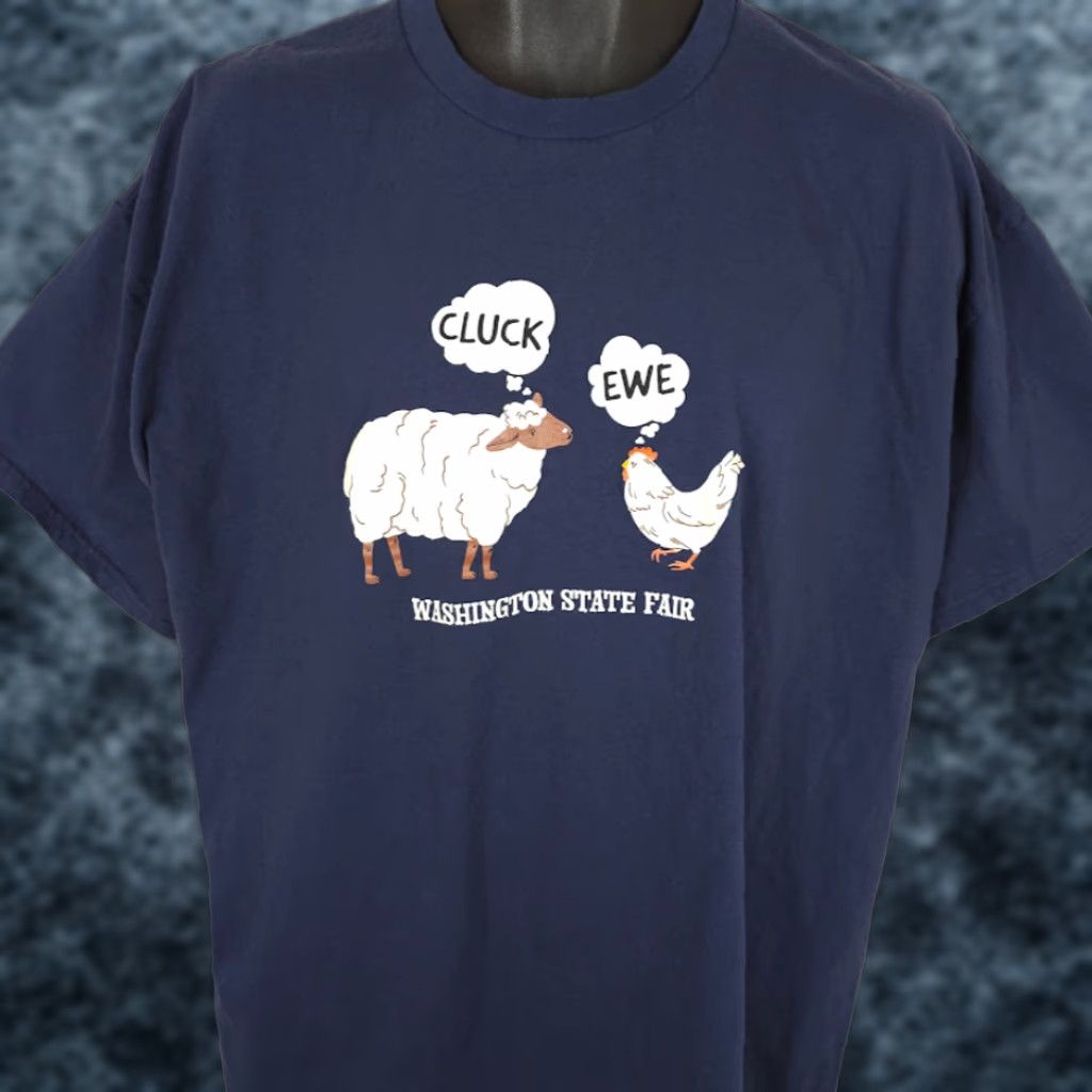 Port & Company Washington State Fair T Shirt Mens 2XL Blue Cluck Ewe Sheep Chicken Port & Company Size US XXL / EU 58 / 5 - 1 Thumbnail