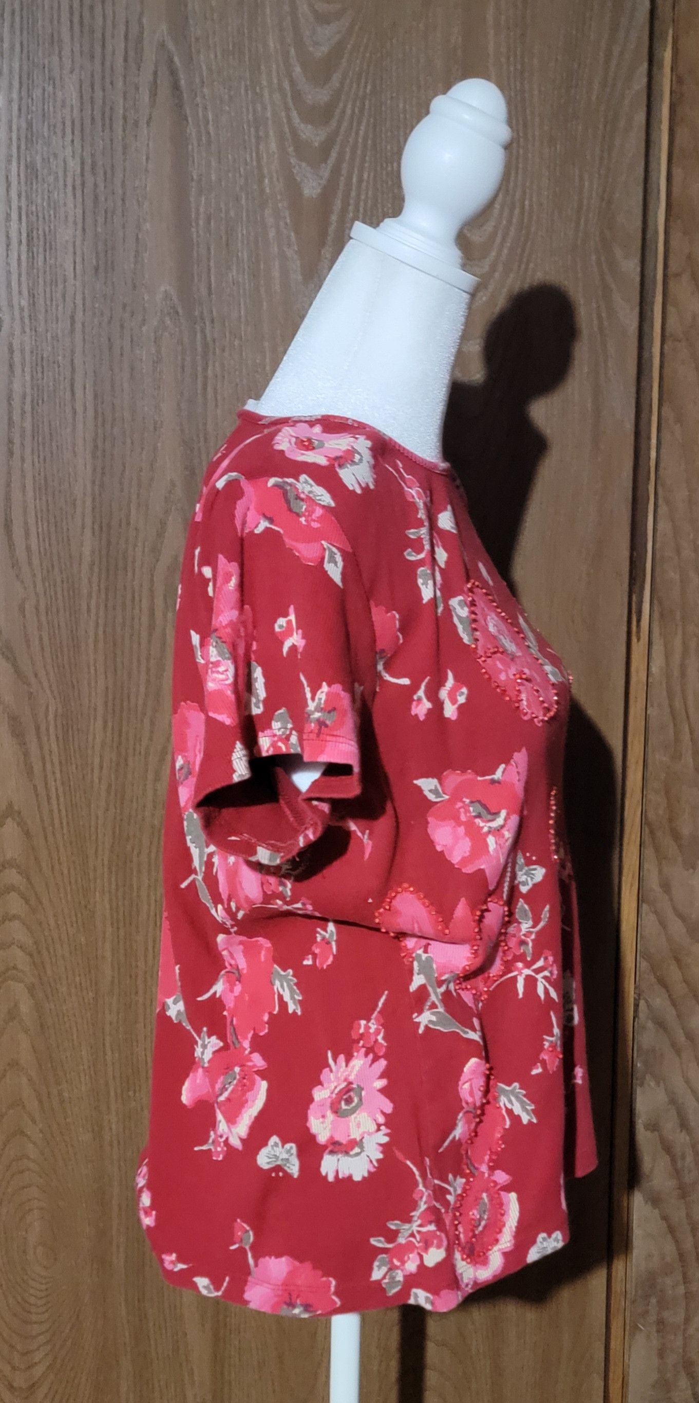 Other Imported Women’s Casual Red Flowered Blouse Size M / US 6-8 / IT 42-44 - 4 Thumbnail