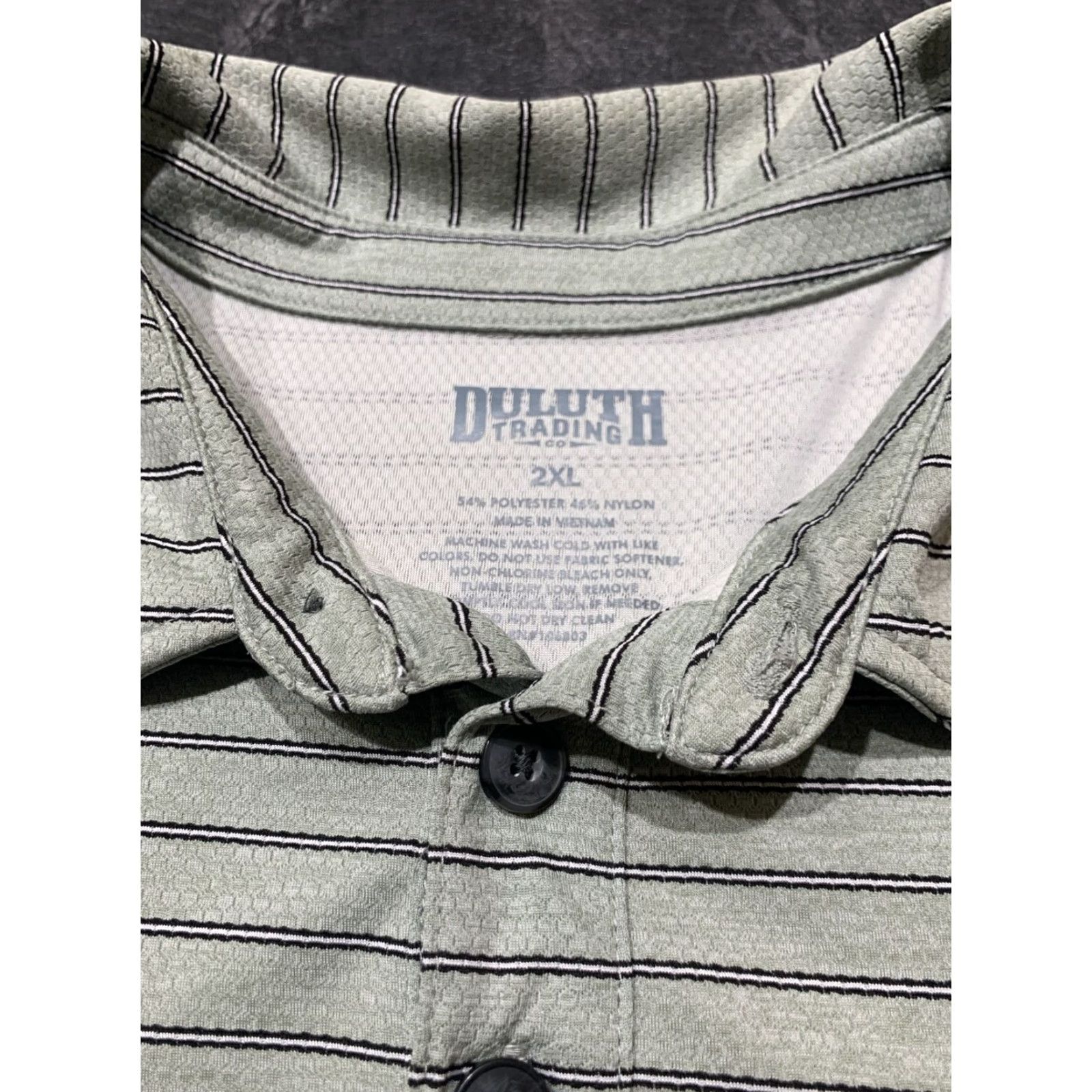 Duluth Trading Company Duluth Trading Co. Men's Polo Shirt 2XL Striped Gray Wicking Short Sleeve Casual Size US XXL / EU 58 / 5 - 2 Thumbnail