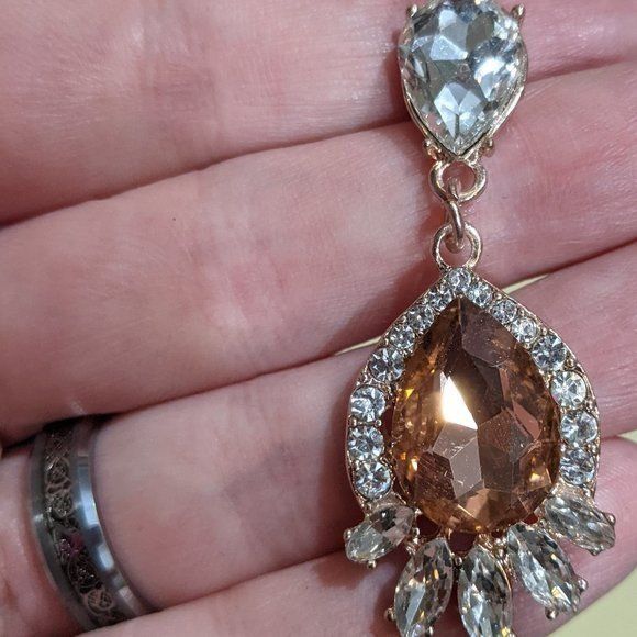 Other Elegant Glam Champagne Crystal Teardrop Earrings Size ONE SIZE - 14 Thumbnail