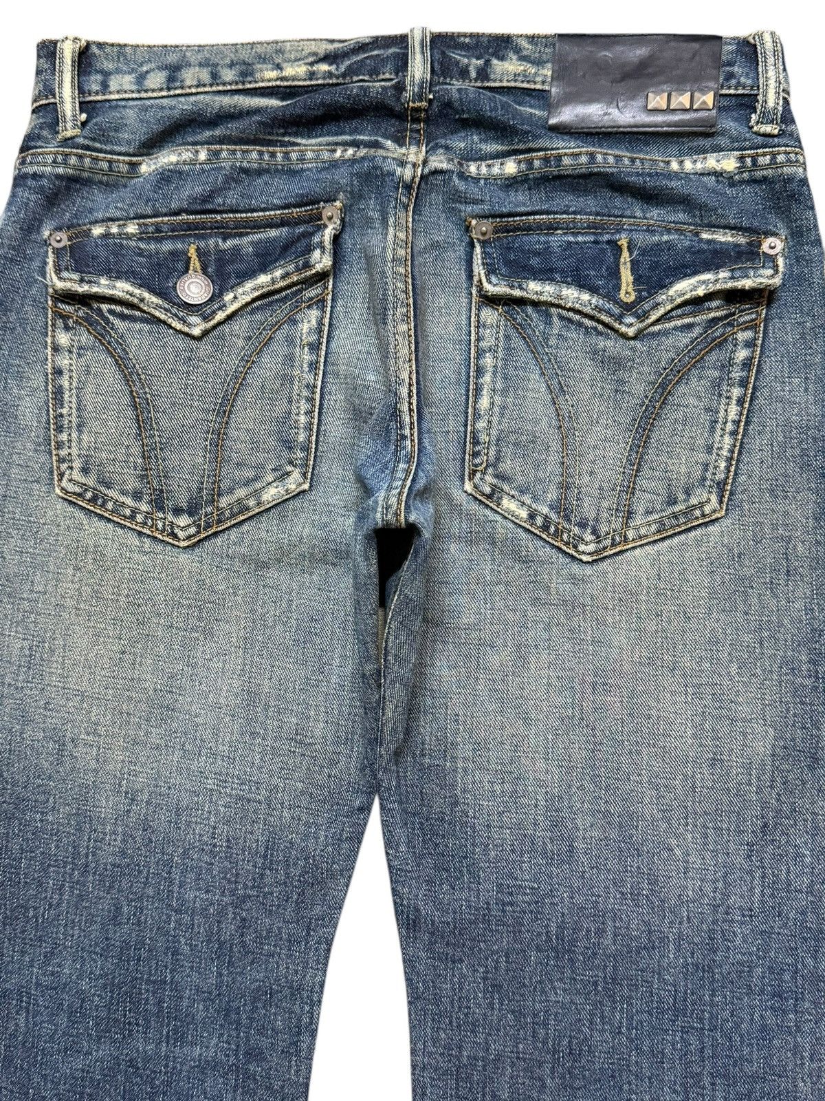 Hysteric Glamour Vintage Japanese Brand Faded Wash Whisker Wide Leg Bootcut Size US 32 / EU 48 - 5 Thumbnail