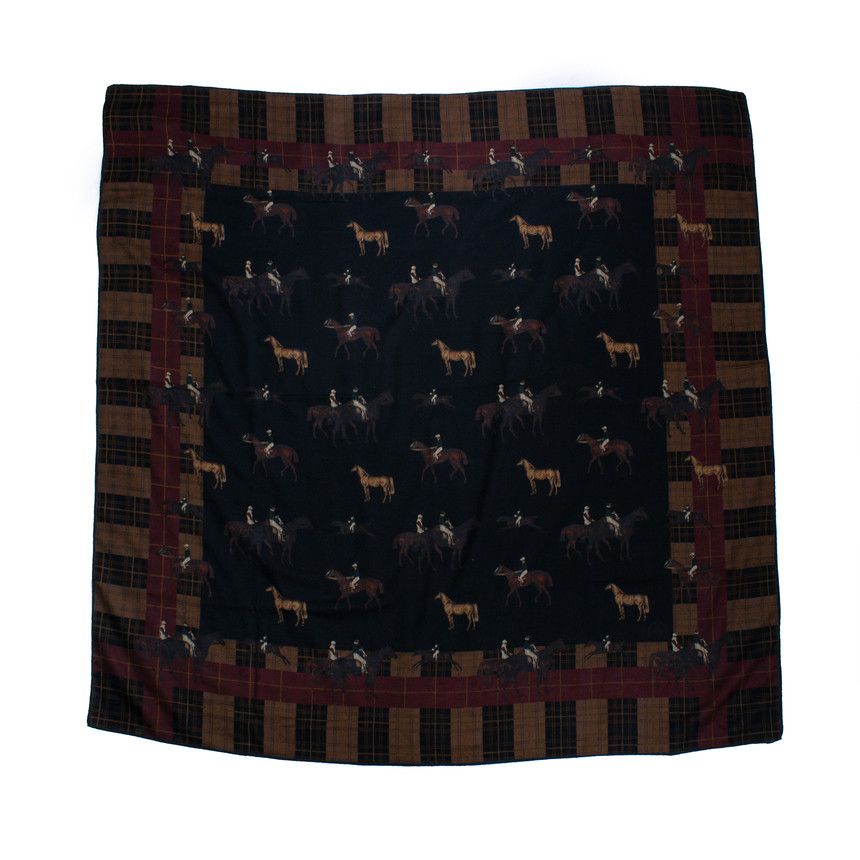 Other Pauw, checkered scarf with horse print Size ONE SIZE - 5 Thumbnail