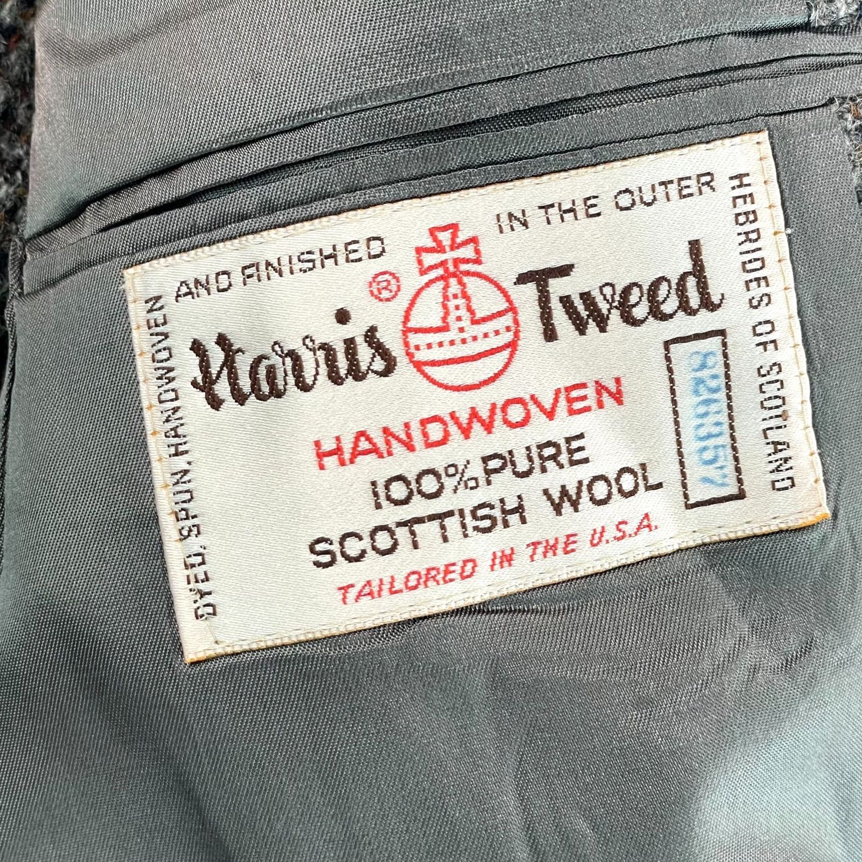 Harris Tweed VINTAGE Harris Tweed Blazer Jacket 44R Brown Leather Buttons USA Made Mens Size 44R - 3 Thumbnail