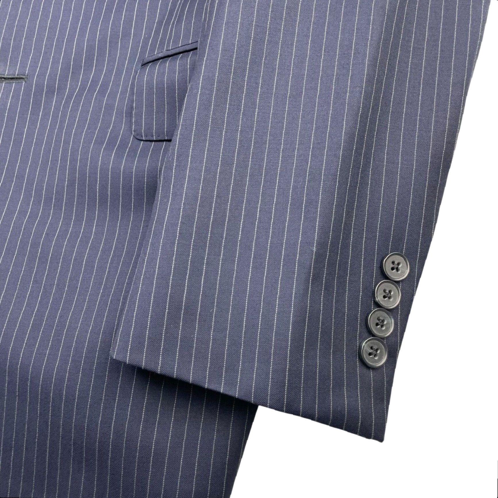Vintage Samuelsohn Beckett Blazer Navy Blue Stripe 2-Button 40R Wool Mens Blazer Jacket Size 40R - 4 Thumbnail
