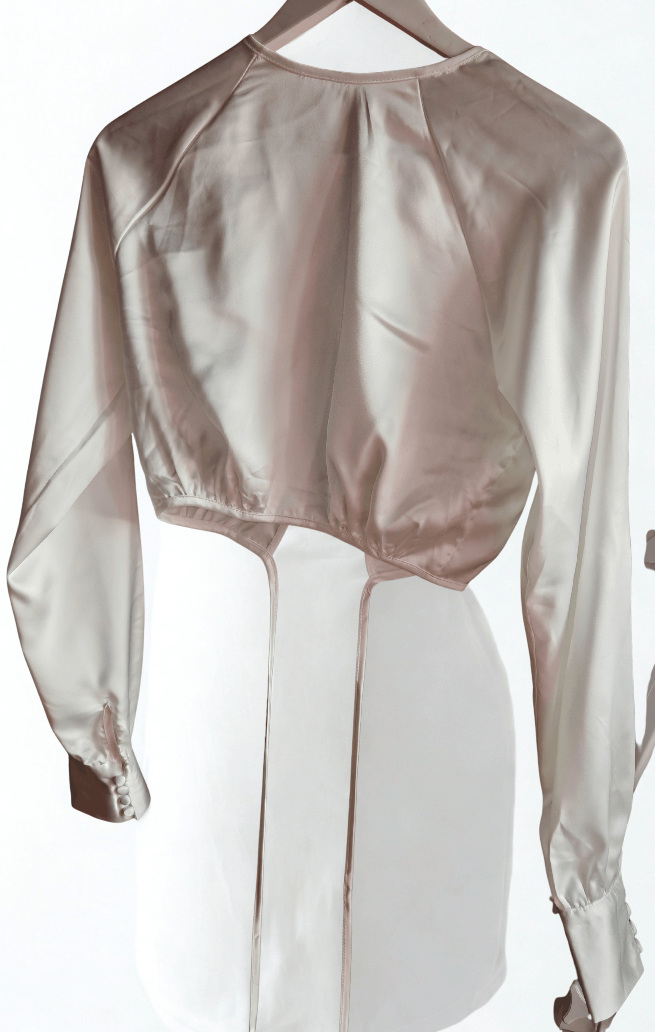 Other White Satin Open Back Crop Blouse by Rumors sz M Size M / US 6-8 / IT 42-44 - 5 Thumbnail
