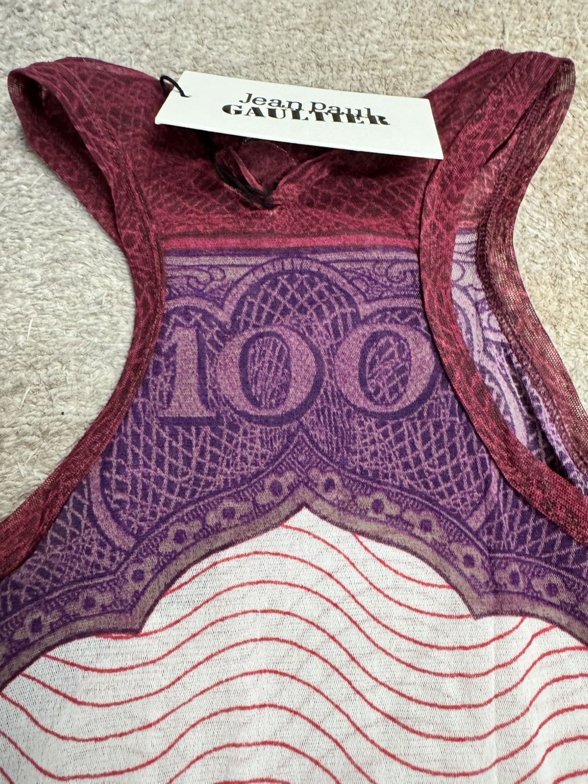 Jean Paul Gaultier Cartouche-print tulle Mini Money Dress Size M / US 6-8 / IT 42-44 - 3 Thumbnail