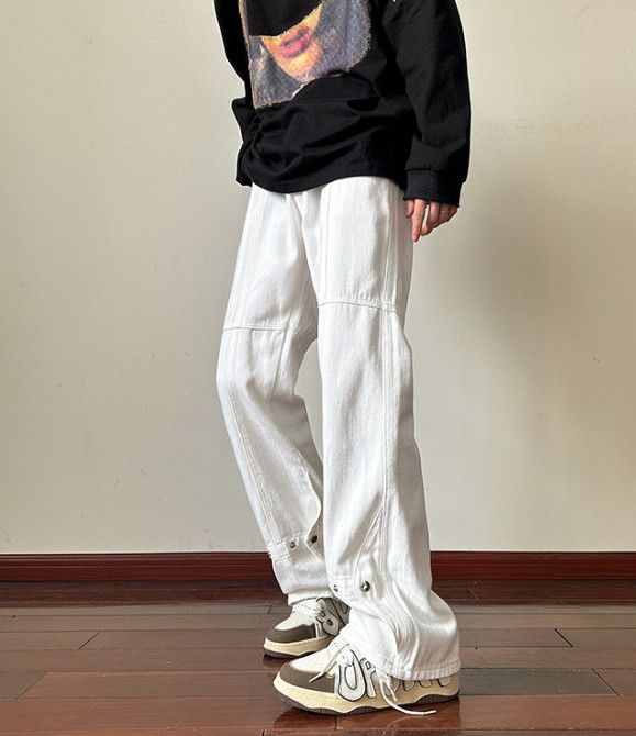 Japanese Brand Men's High-Street Vibe Slim-Fit Flared Cargo Jeans Size US 32 / EU 48 - 2 Thumbnail