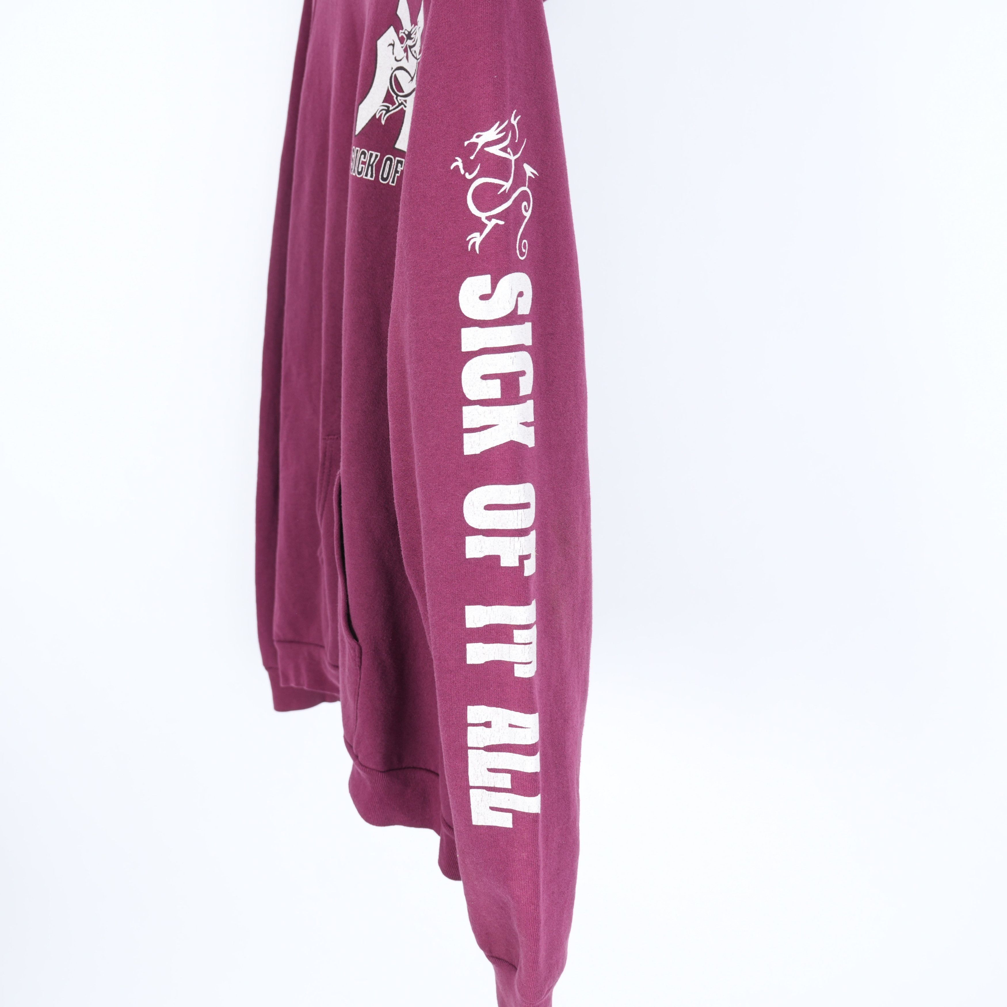Vintage VINTAGE MAROON SICK OF IT ALL HOODIE Size US XL / EU 56 / 4 - 4 Thumbnail