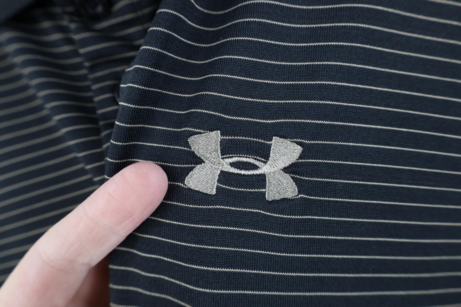 Under Armour Under Armour Pinstriped Collared Golfing Polo Shirt Black Size US XL / EU 56 / 4 - 4 Thumbnail