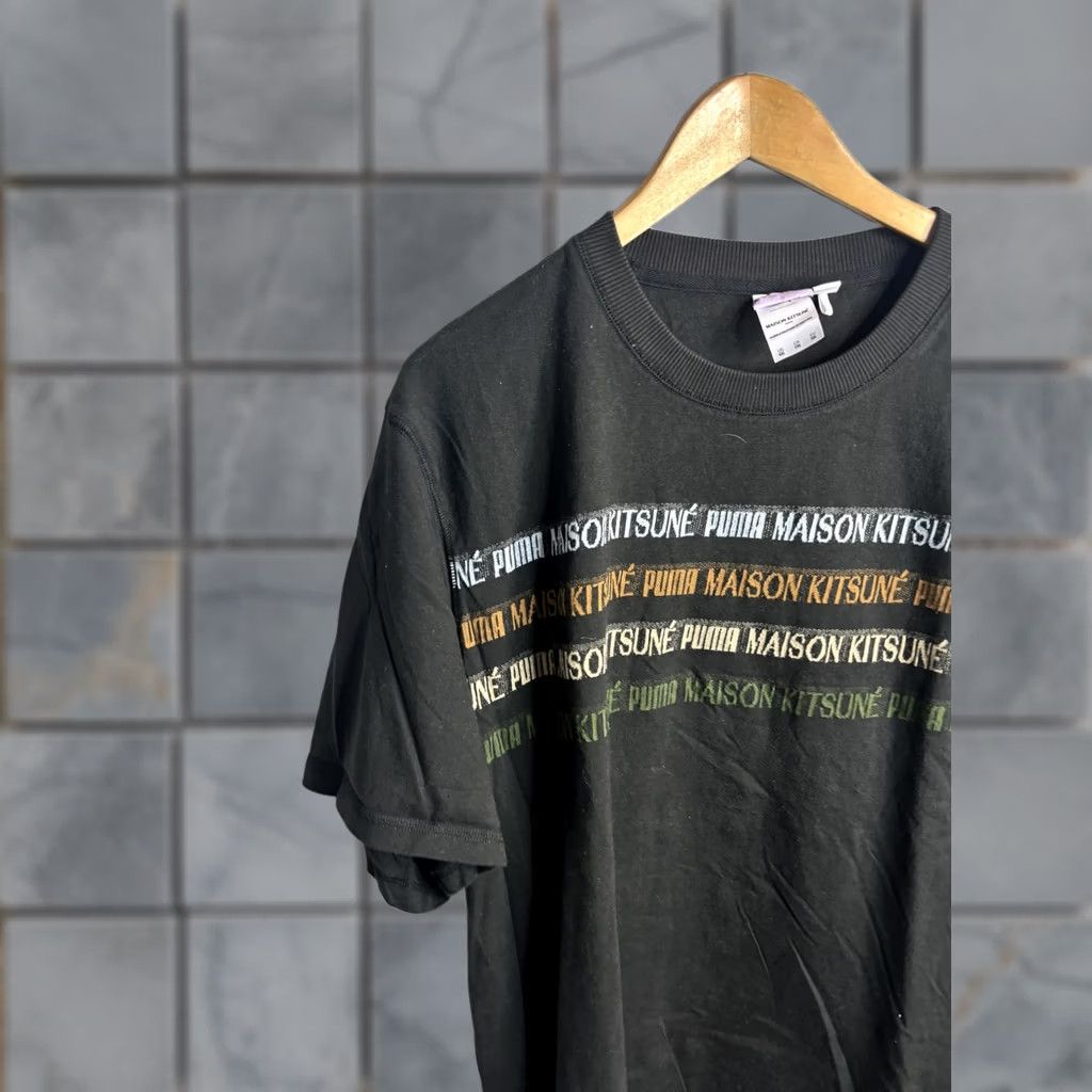 Vintage Maison Kitsuné Shirt Mens 2XL Black Puma Stripe Graphic T-Shirt Streetwear Size US XXL / EU 58 / 5 - 1 Thumbnail