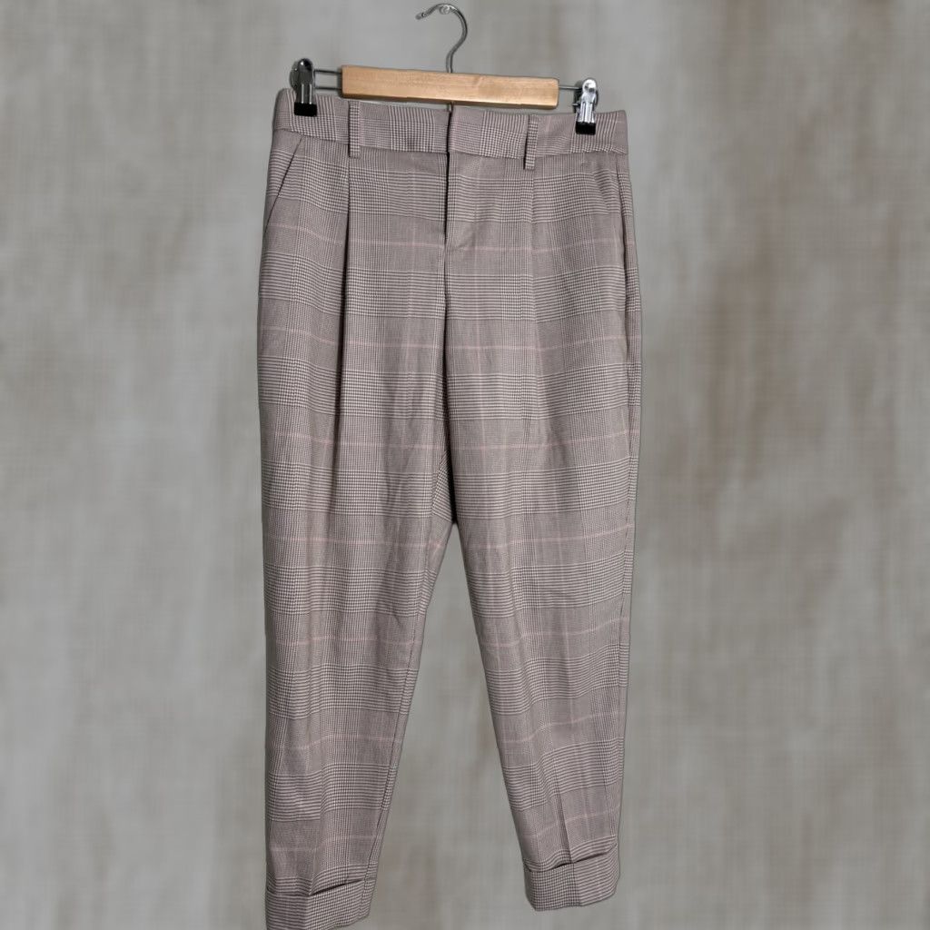 Banana Republic Banana Republic Sloan Fit Pant Womens 2P Beige Glen Plaid Slim Ankle Houndstooth - Cotton Blend, Slim, Flat Front, Mid Rise, 24in Inseam, Zip, Casual Size 26" / US 2 / IT 38 - 1 Thumbnail