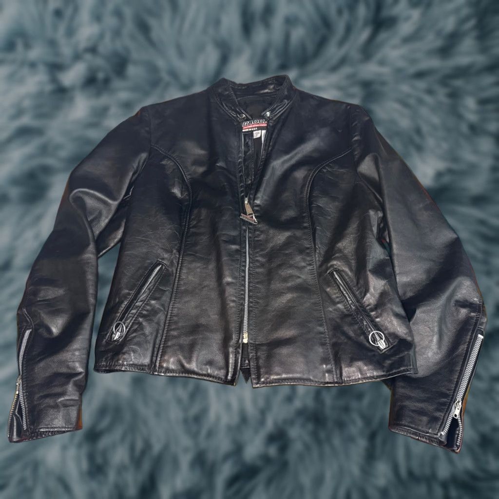 Brooks Brooks Leather Made In USA Cafe Racer Black Moto Motorcycle Jacket Men’s Sz 40 Mens Leather Jacket Black Cafe Racer Motorcycle Size US XXS / EU 40 - 1 Thumbnail
