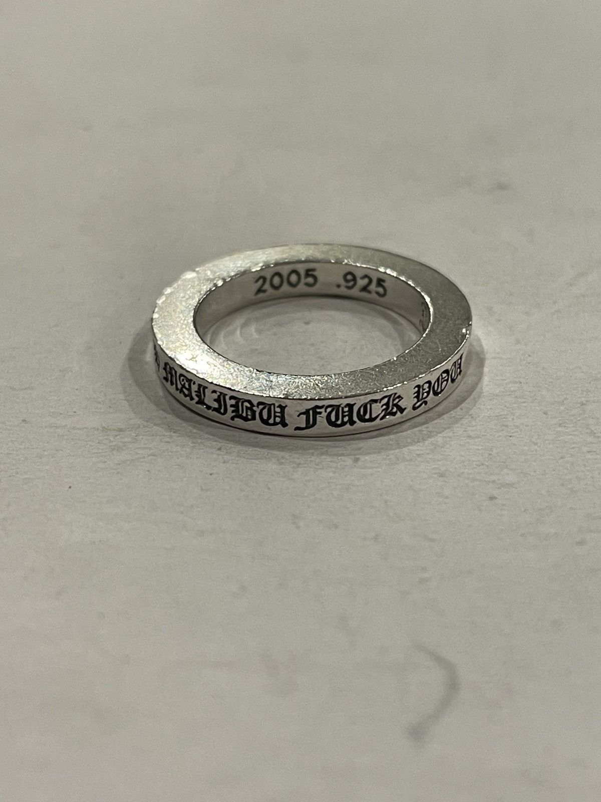 image of Chrome Hearts Malibu Fuck You Spacer Ring 3Mm Size 5 Silver, Men's