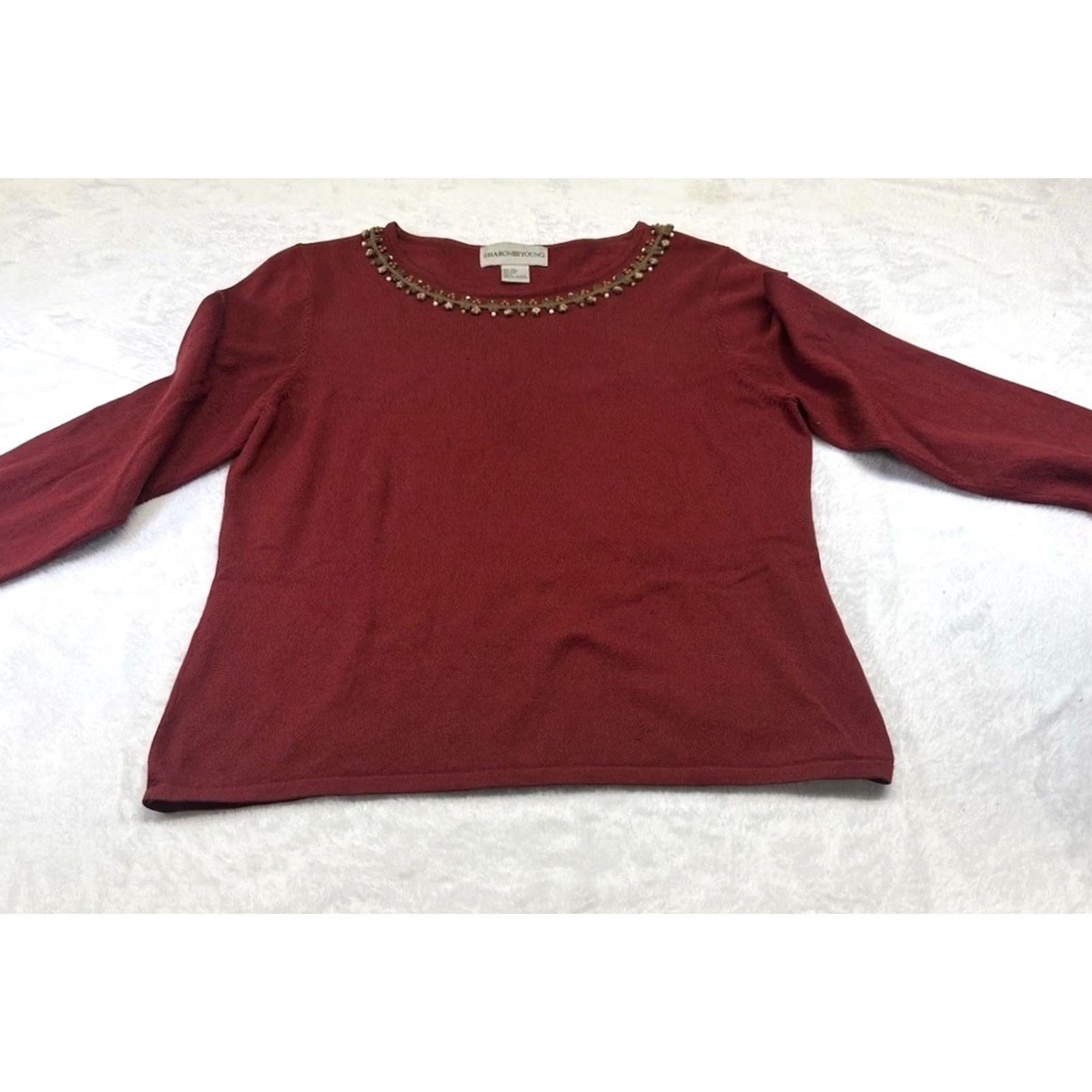 Vintage VINTAGE Artisan Sweater Bohemian Long Sleeve Round Neck Silk Blend Beaded L Orange Women Size L / US 10 / IT 46 - 3 Thumbnail