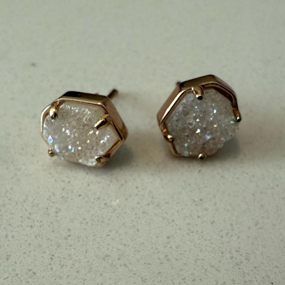 Designer Kendra Scott RARE Taylor Iridescent Drusy Stud Earrings Gold Size ONE SIZE - 2 Thumbnail