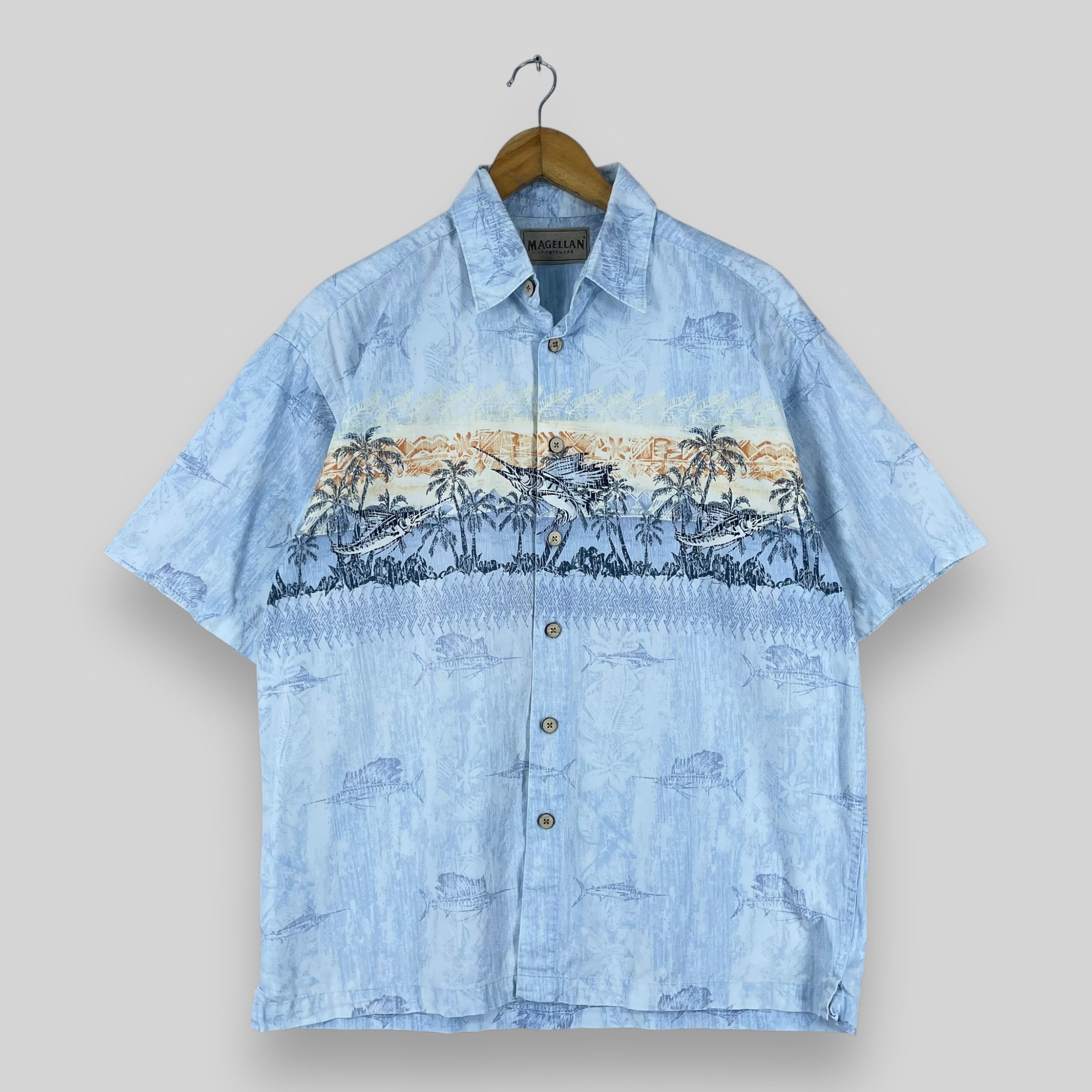Vintage Vintage 90s Sail Fish Motive Printed Hawaiian Shirt Size US M / EU 48-50 / 2 - 1 Thumbnail