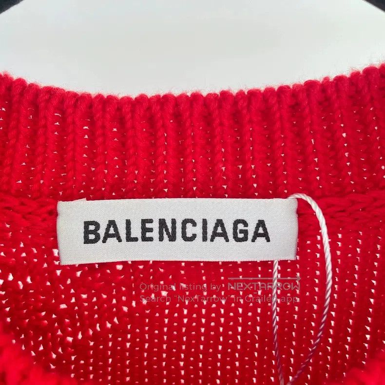 Balenciaga Balenciaga Red Knit Logo Top Size US XS / EU 42 / 0 - 6 Thumbnail