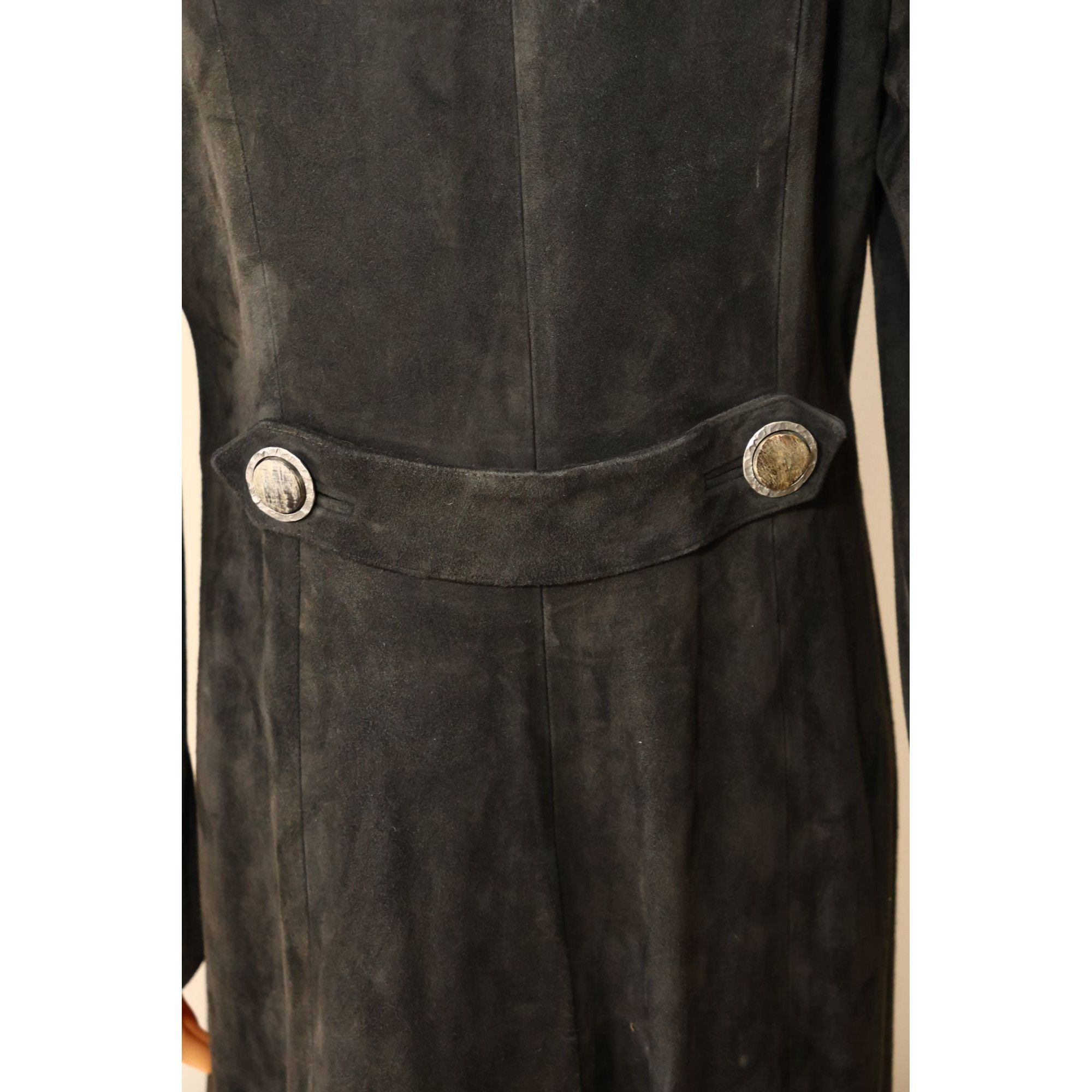 Vintage Admont Vintage Long Olive Green Suede Coat With Large Metal Size M / US 6-8 / IT 42-44 - 5 Thumbnail