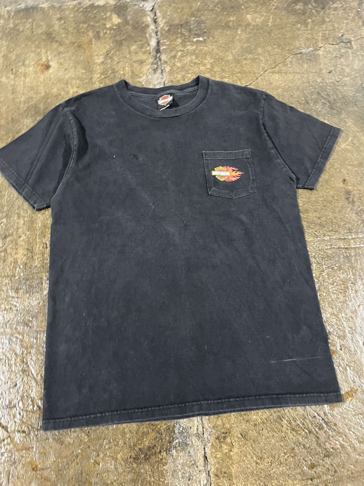 Harley Davidson × Vintage CRAZY VINATGE Y2K HARLEY DAVDISON FLAME LOGO POCKET TEE Size US L / EU 52-54 / 3 - 3 Thumbnail
