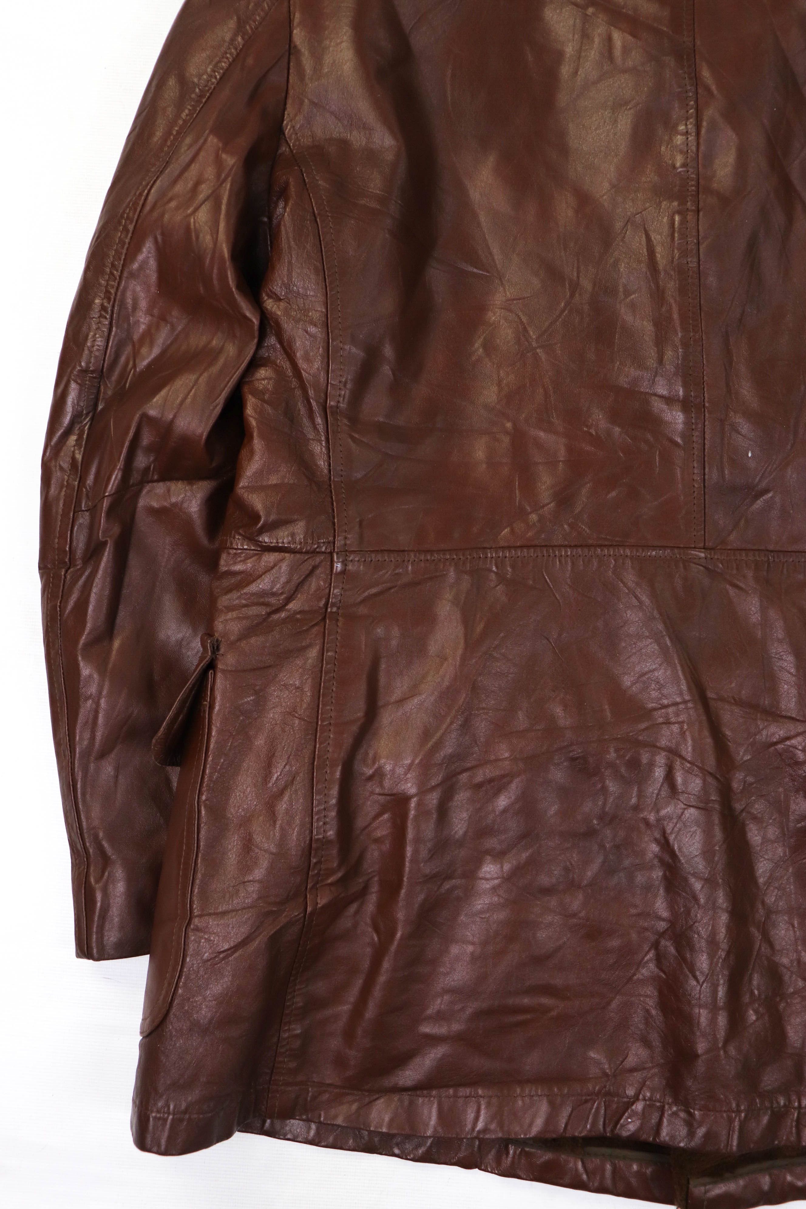 Vintage Vintage William Barry Choco Brown Leather Acrylic Pile Coat Size US L / EU 52-54 / 3 - 13 Thumbnail