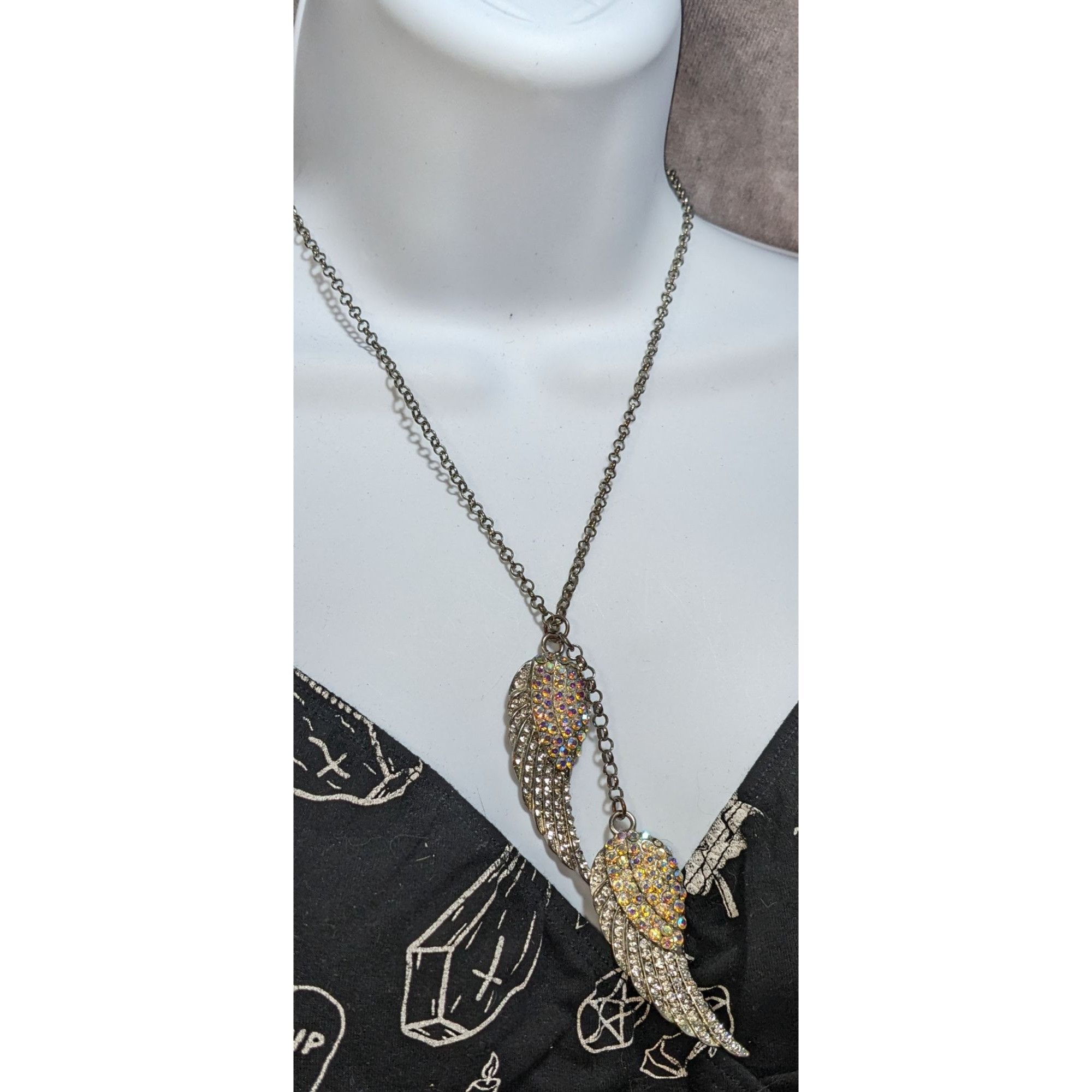 Other Whimsical Angel Wing Necklace With Aurora Borealis Crystals Size ONE SIZE - 4 Thumbnail