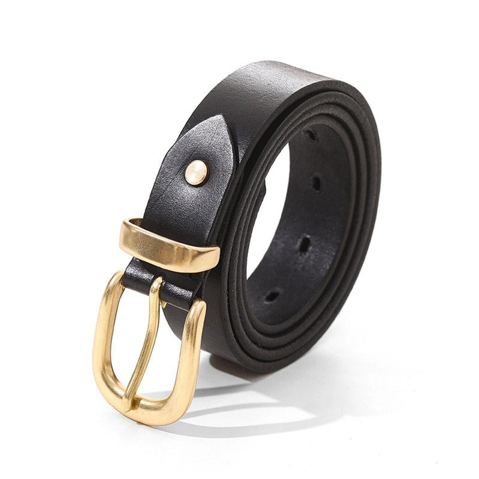 Leather × Vintage Retro Leather Belt – Hand-Sewn Veg-Tan, Minimal Design Size ONE SIZE - 2 Thumbnail