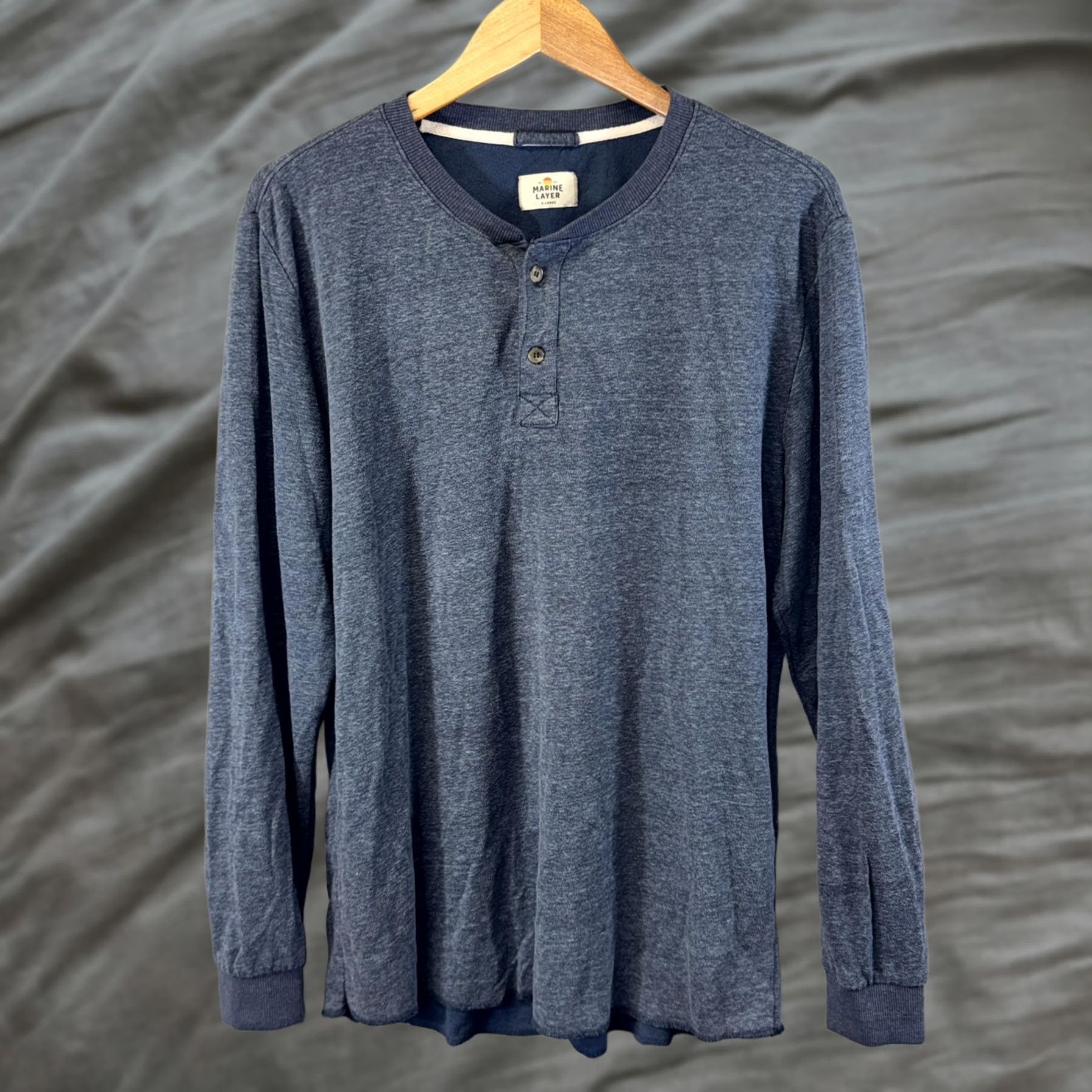 Marine Layer Marine Layer Henley Shirt Mens XL Blue Long Sleeve Lightweight Casual Knit Size US XL / EU 56 / 4 - 1 Thumbnail