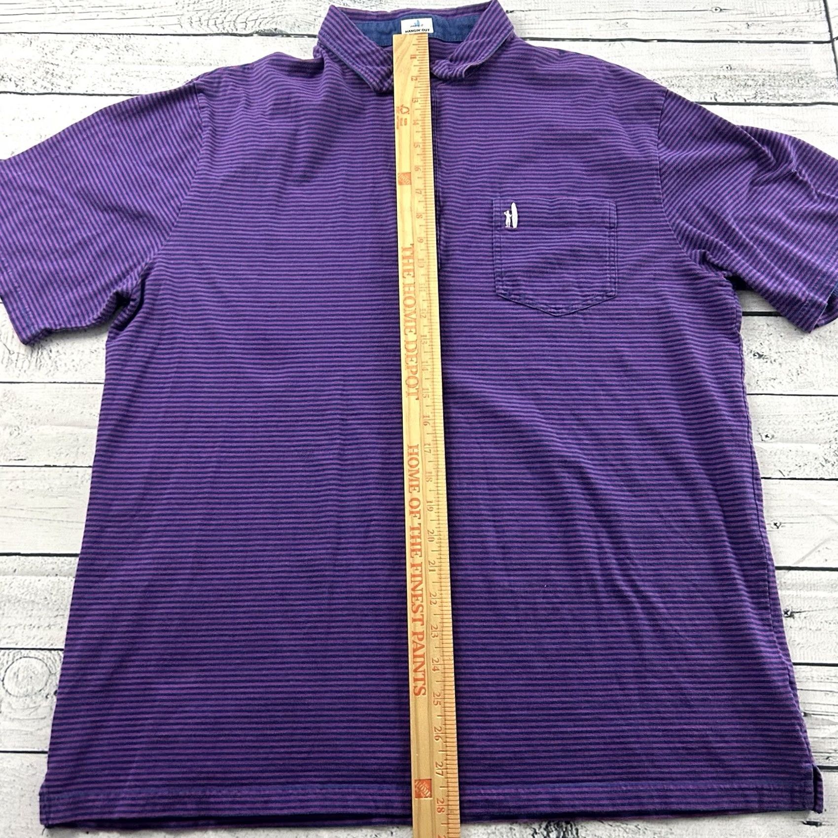 johnnie-O Johnnie-O Striped Short Sleeve Pocket Polo Shirt XL Purple Mens Size US XL / EU 56 / 4 - 4 Thumbnail