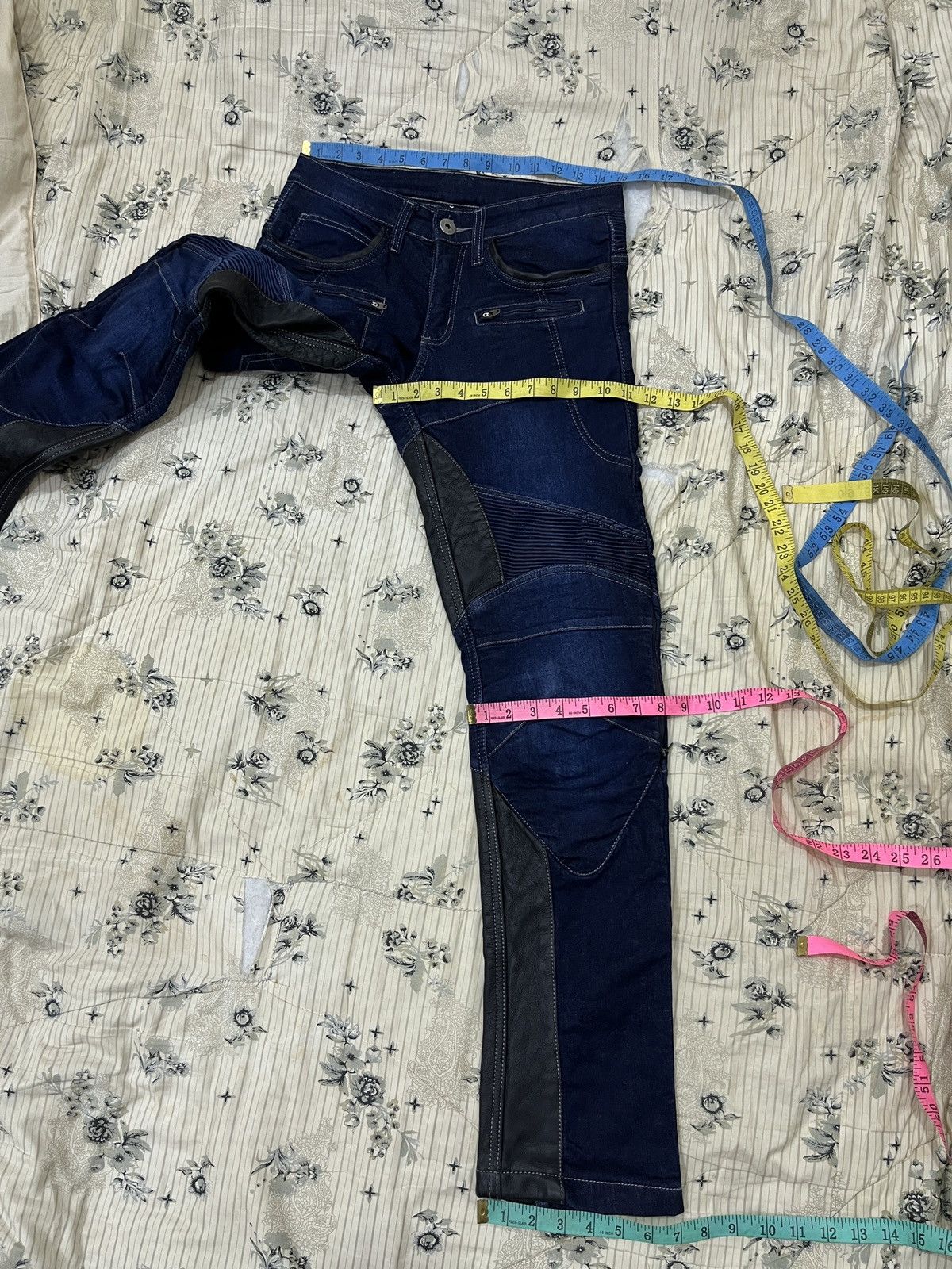 Designer (Xxxx)🔥🔥THE DEGNER CLASSIC KYOTO DENIM LEATHER BIKER PANTS Size US 30 / EU 46 - 19 Thumbnail