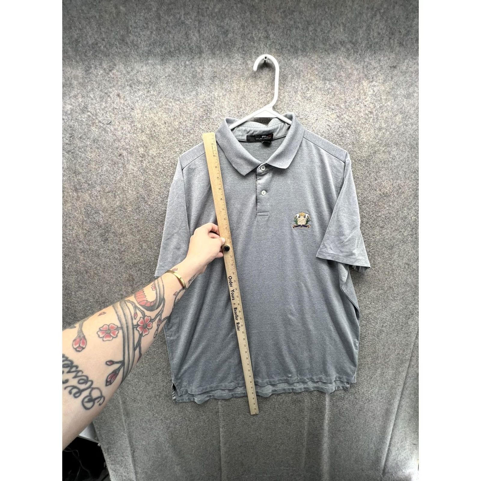 Ralph Lauren RLX Ralph Lauren Polo Shirt Mens XL Gray Golf Stretch Performance Club Logo Shirt Size US XL / EU 56 / 4 - 3 Thumbnail