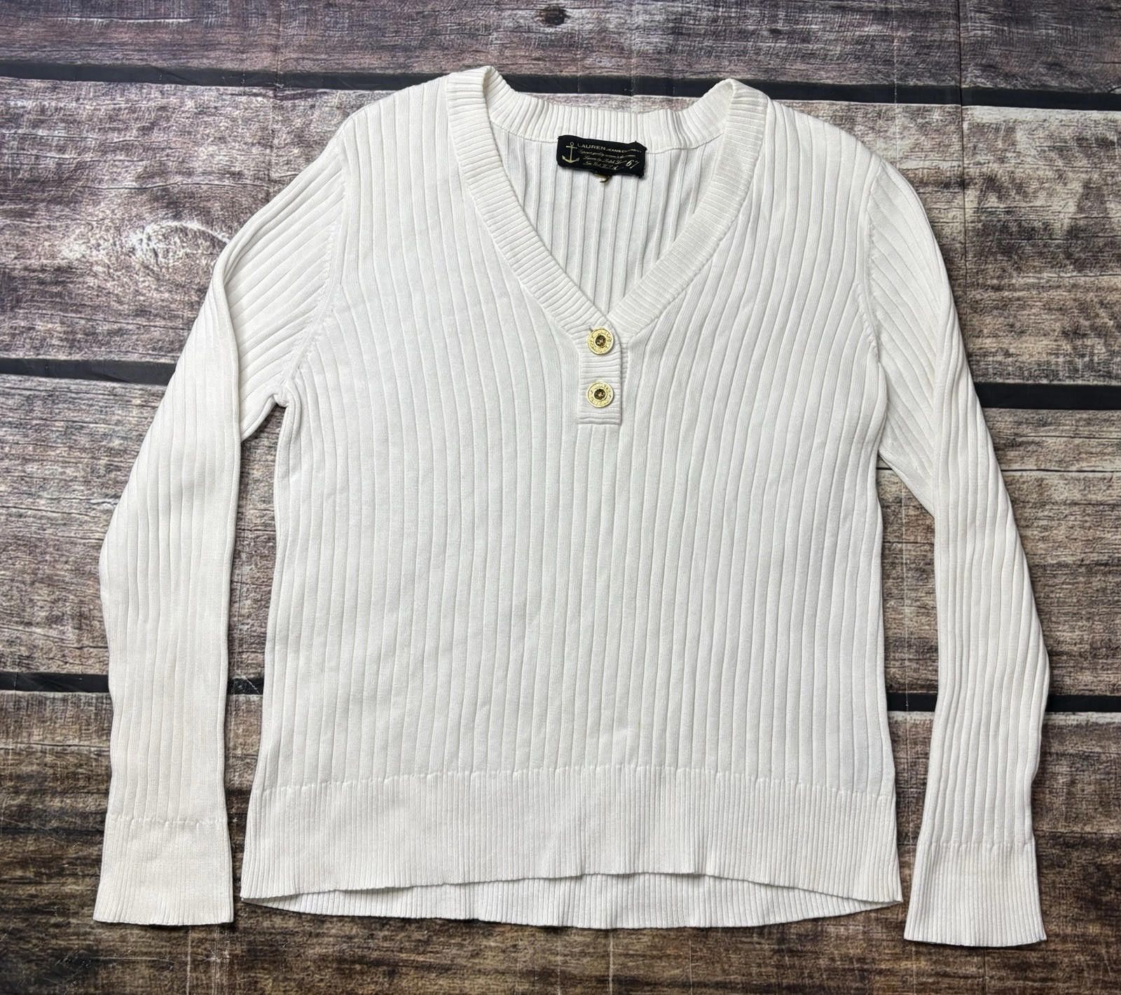 Polo Ralph Lauren Lauren Jeans Company Sweater Women's Medium Ribbed Gold Size M / US 6-8 / IT 42-44 - 1 Thumbnail