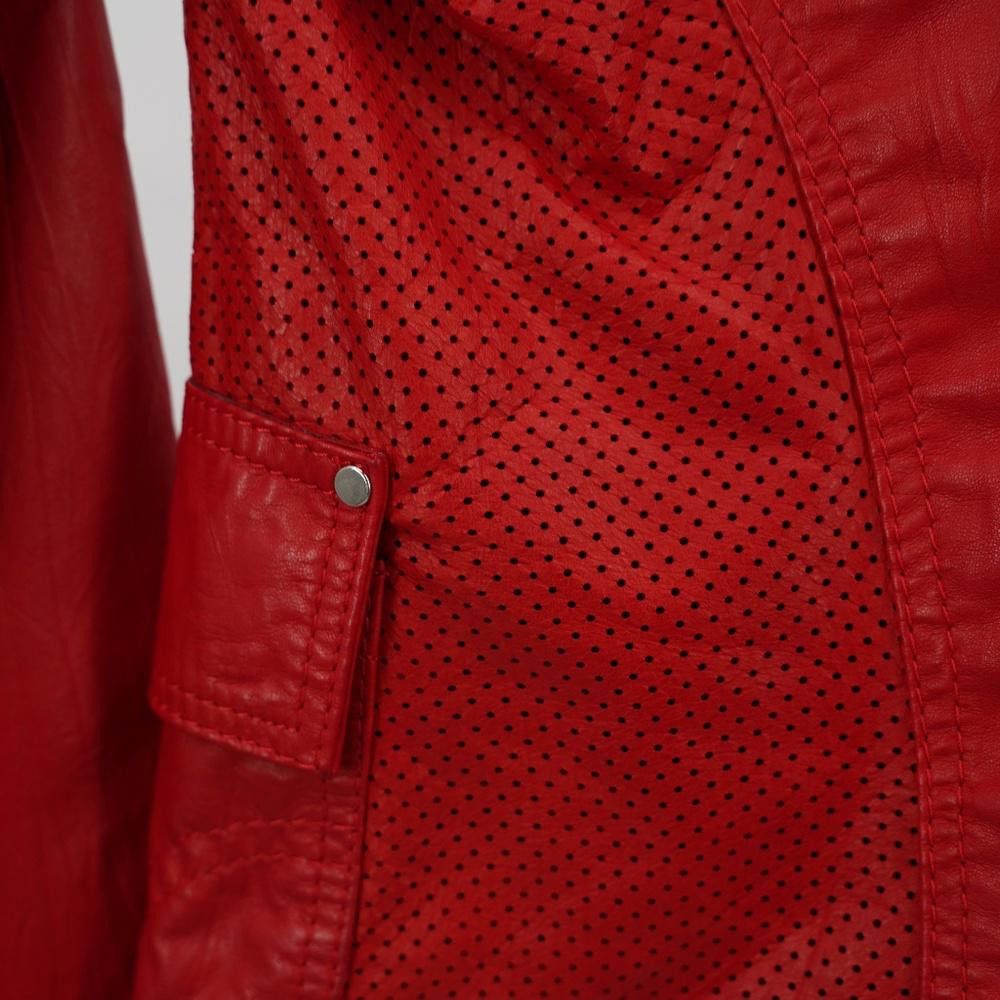 Designer Vintage Derri Designs Red Leather Moto Jacket Size S Size S / US 4 / IT 40 - 8 Thumbnail