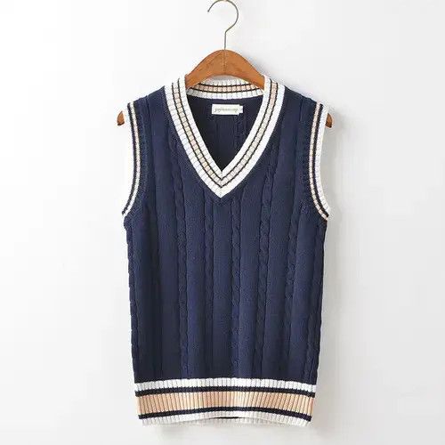 Japanese Brand Sweater Vest Men Thicken V-neck Sleeveless Knitted Size US S / EU 44-46 / 1 - 1 Thumbnail