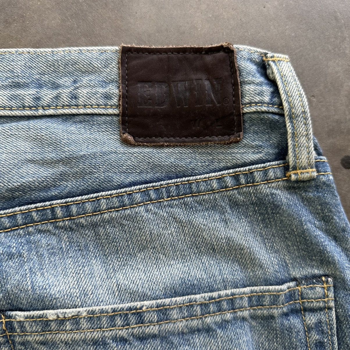 Japanese Brand Vintage Edwin Distressed Faded Denim Jean Pant W37 Size US 37 - 12 Thumbnail