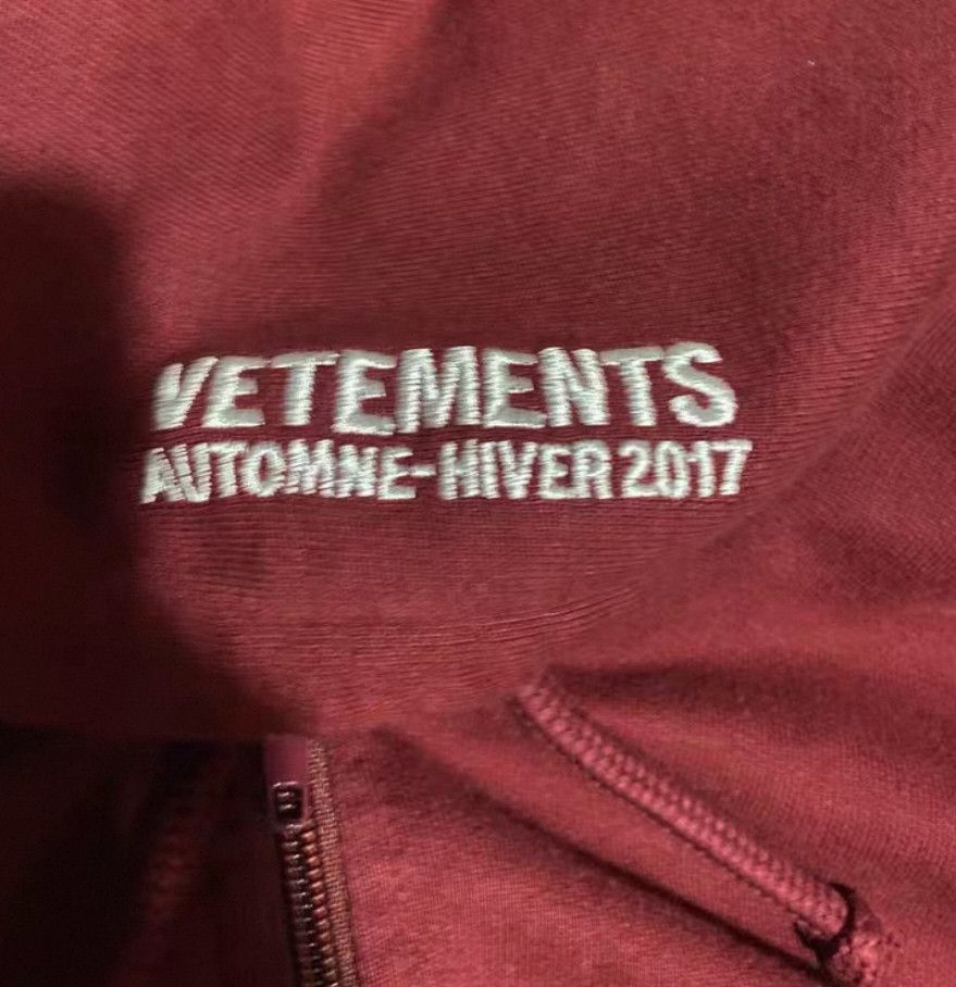 Vetements Vetements Burgundy Hooded Zip-Up Sweatshirt Size US S / EU 44-46 / 1 - 6 Thumbnail