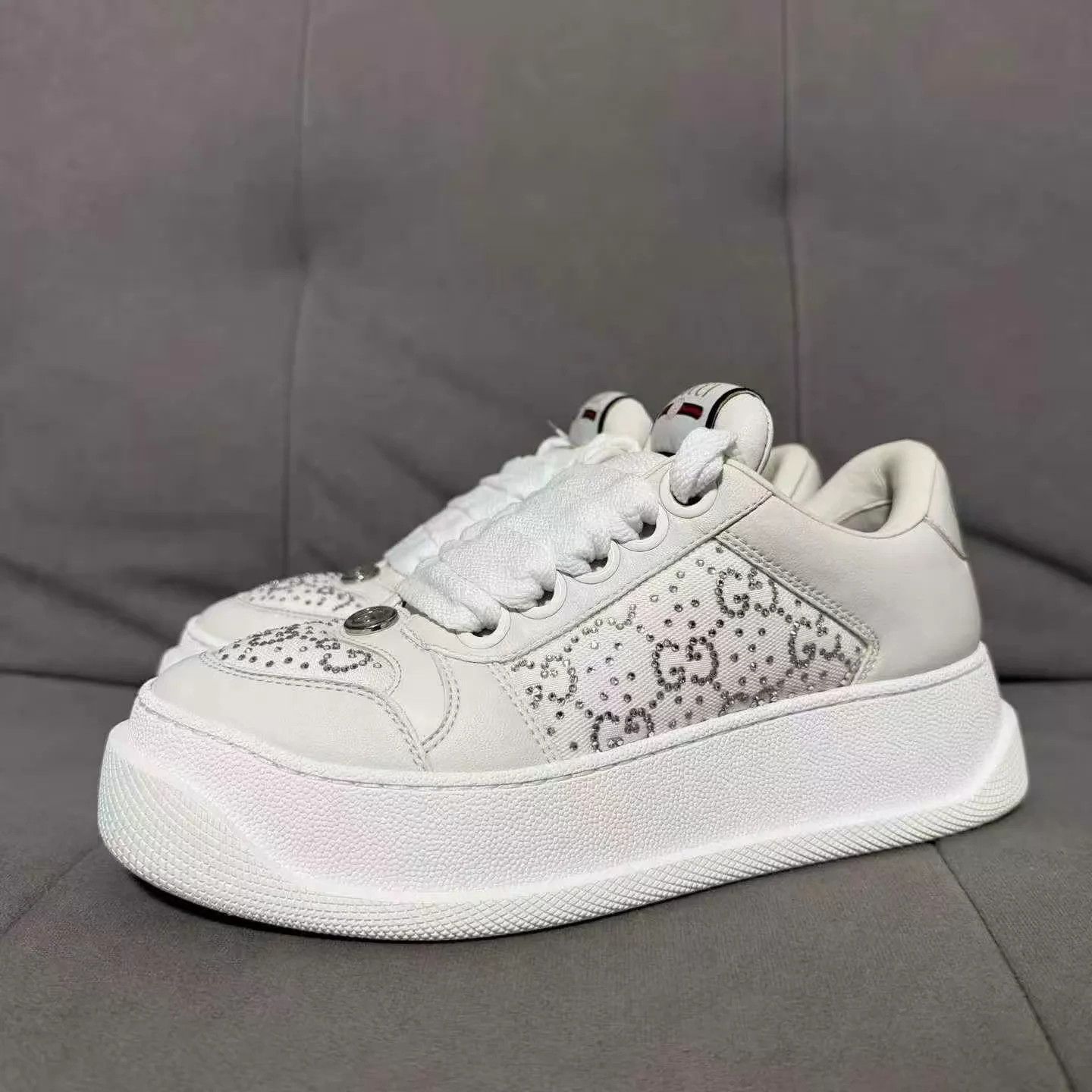 Gucci GUCCI Crystal-Embellished Pudgy Logo Shoes 35 Size US 4.5 / IT 34.5 - 1 Thumbnail
