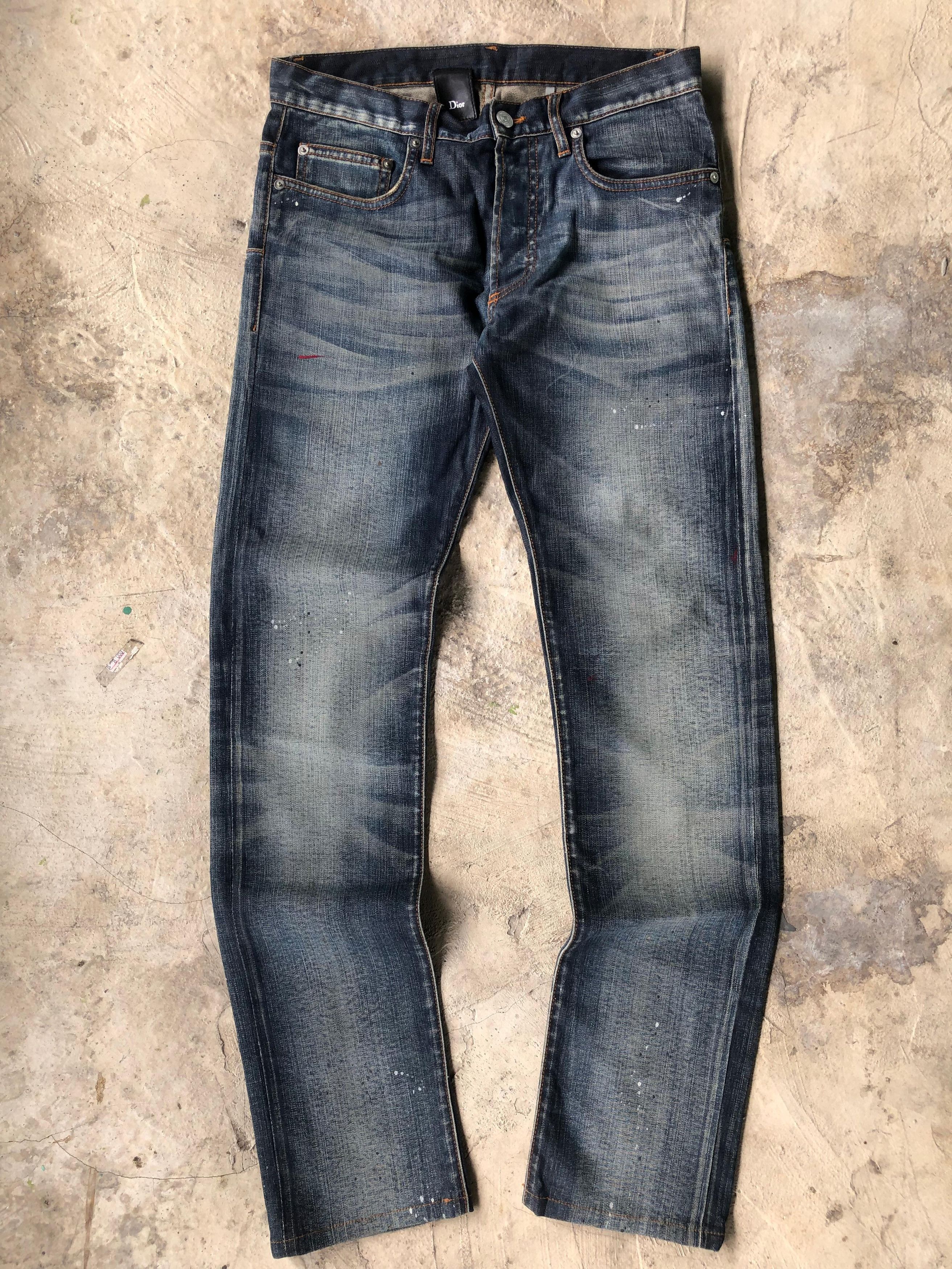 Fw 2004 Dior by Hedi Slimane Mudwash Denim Splatter