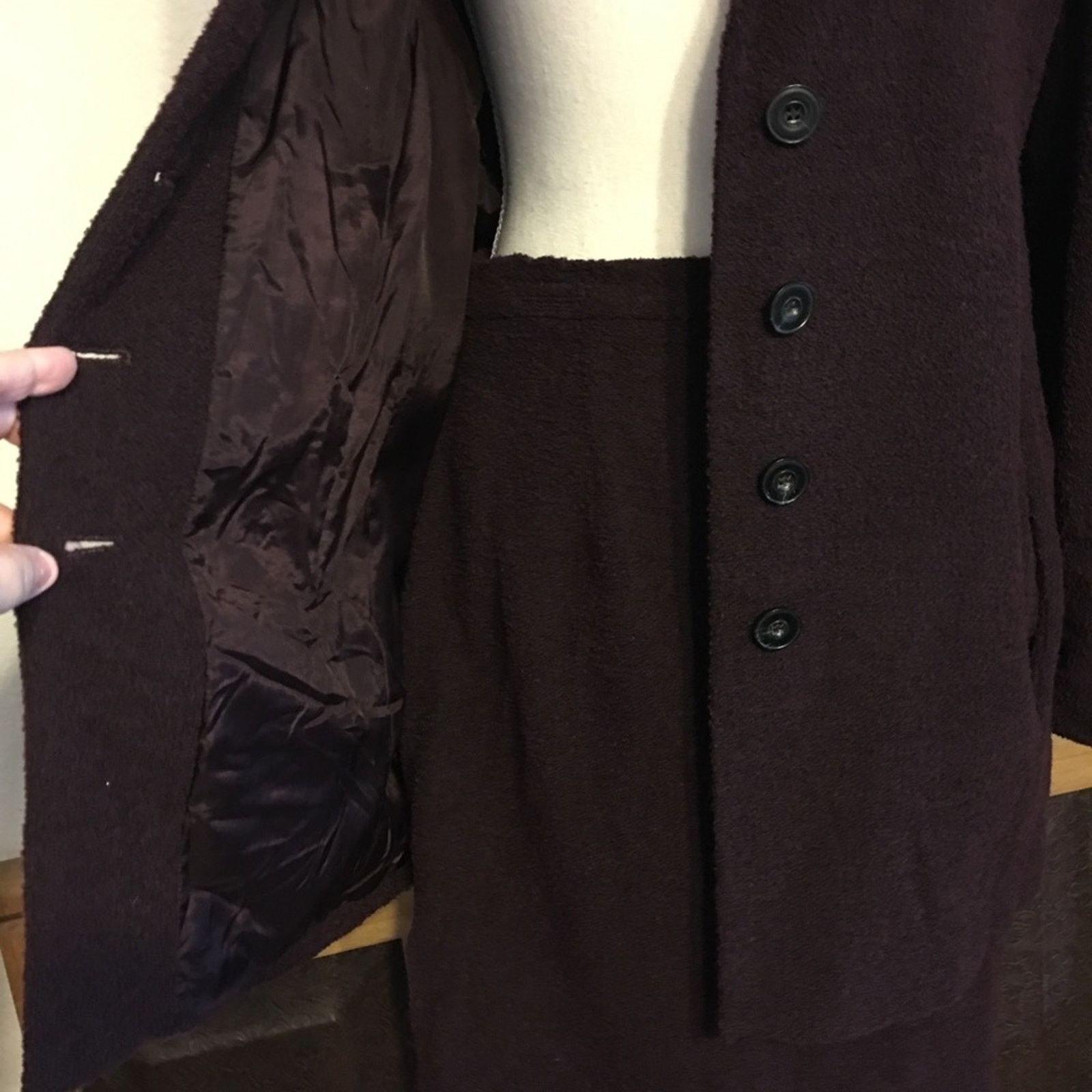 Vintage Olsen Collection burgundy jacket skirt suit Size M / US 6-8 / IT 42-44 - 7 Thumbnail
