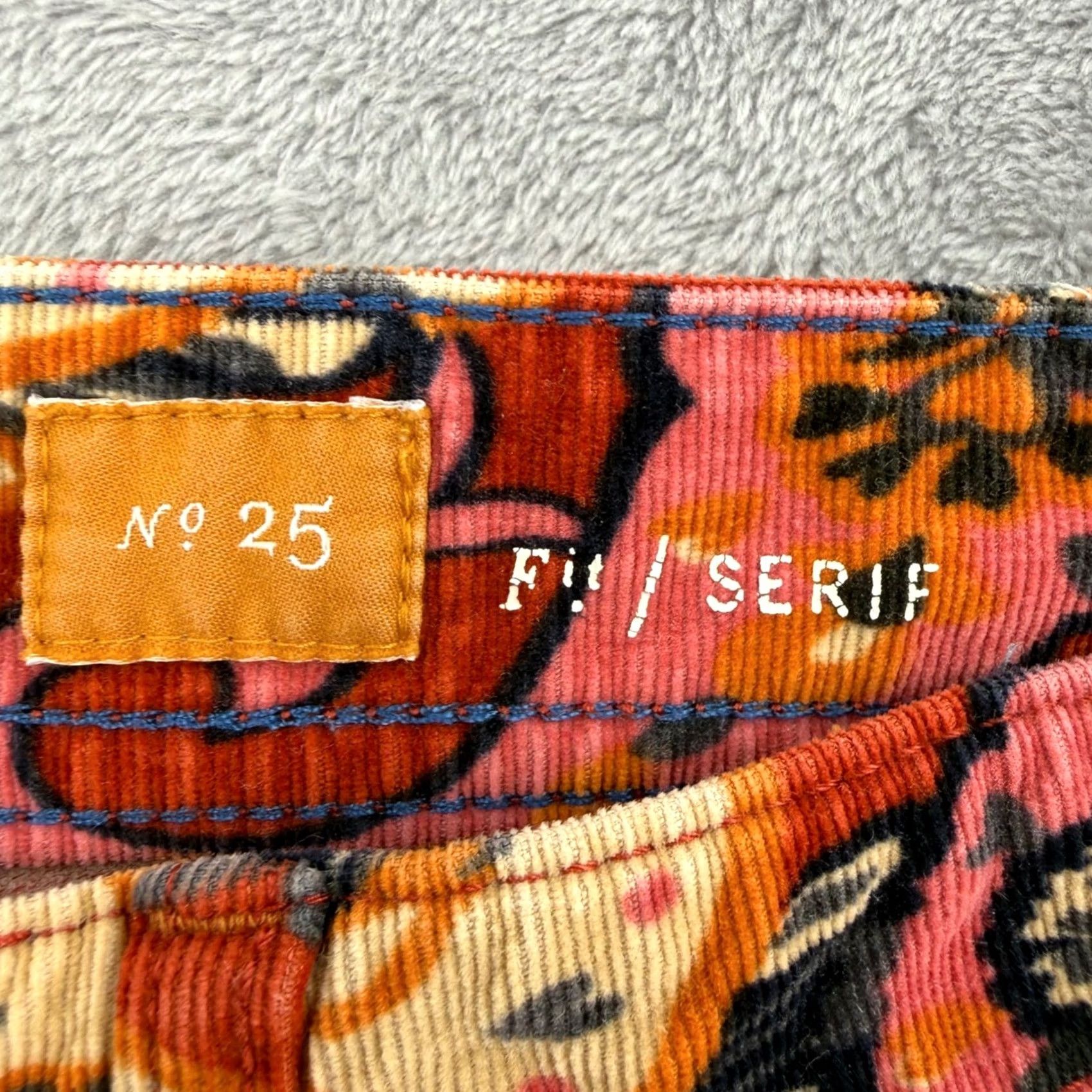 Vintage Pilcro and the Letterpress Serif Paisley Corduroy Pants Orange Red Womens Sz 25 Size 42" / US 20 - 4 Thumbnail