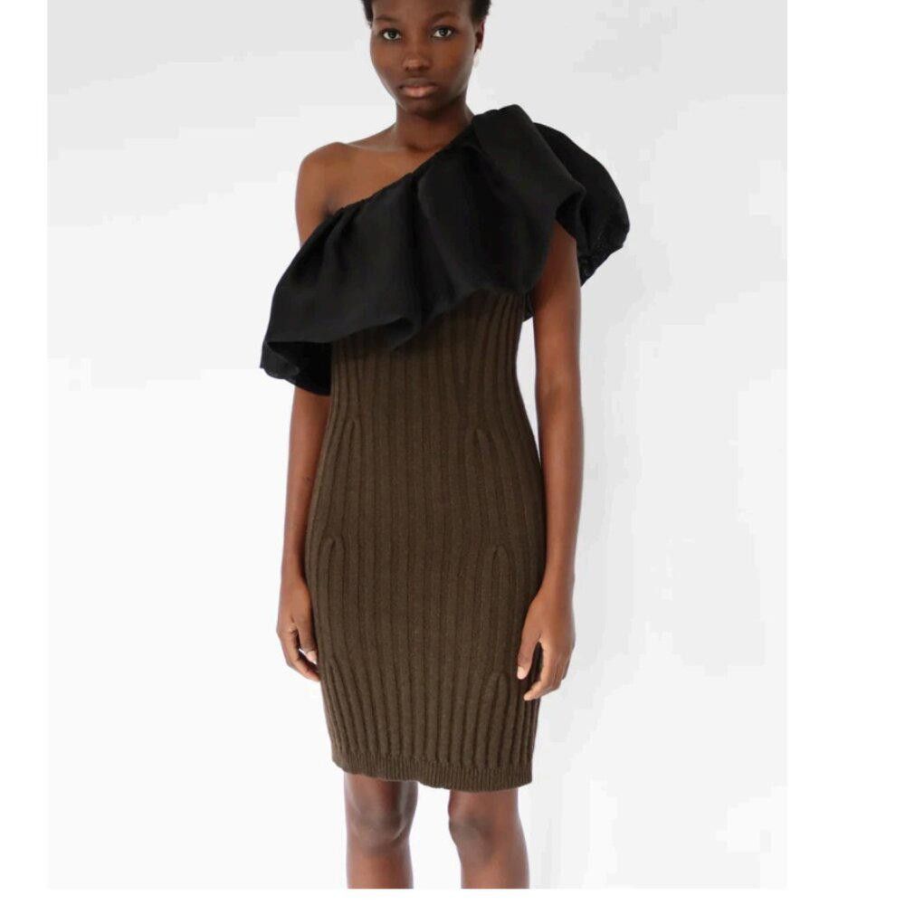 Lanvin Alber Elbaz Winter 2011 One Shoulder Dress KNIT Wool