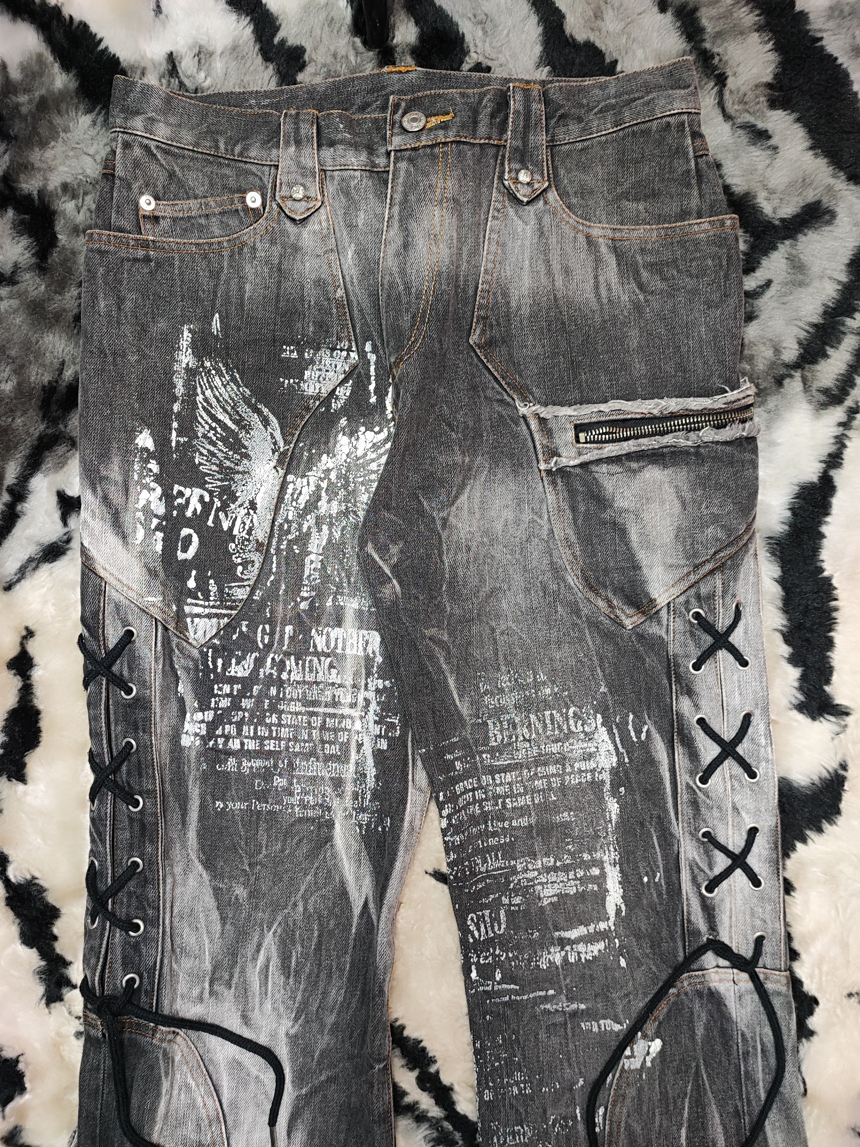 Undercover Berning Sho Bondage Punk Laced Denim Flares Size US 30 / EU 46 - 4 Thumbnail