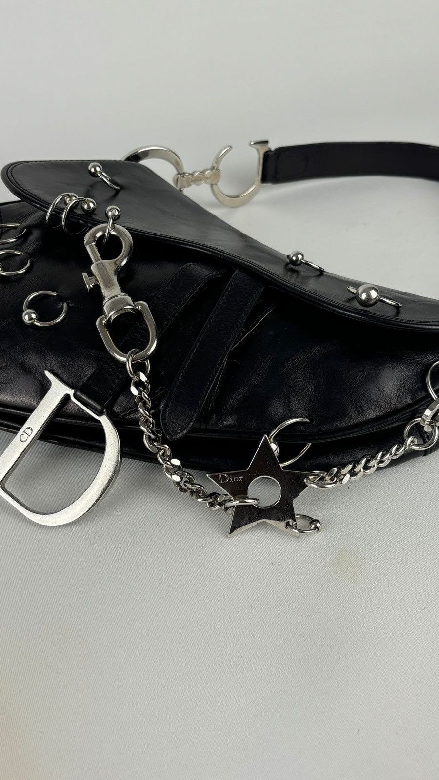 Dior Dior Punk Black Leather Hardcore Saddle Bag Size ONE SIZE - 13 Thumbnail