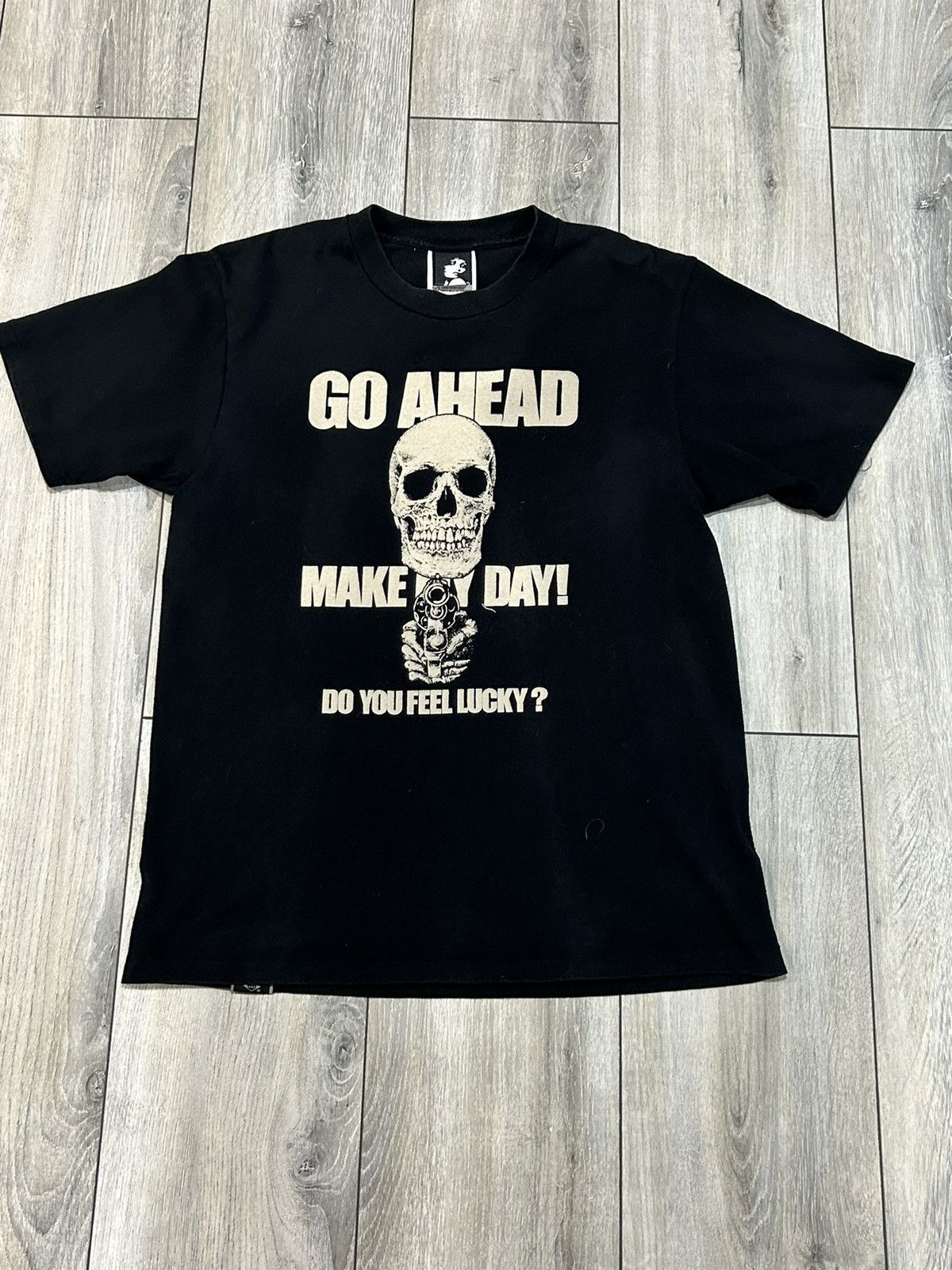 image of Hysteric Glamour Go Ahead Make My Day Tee in Navy, Men's (Size Medium)