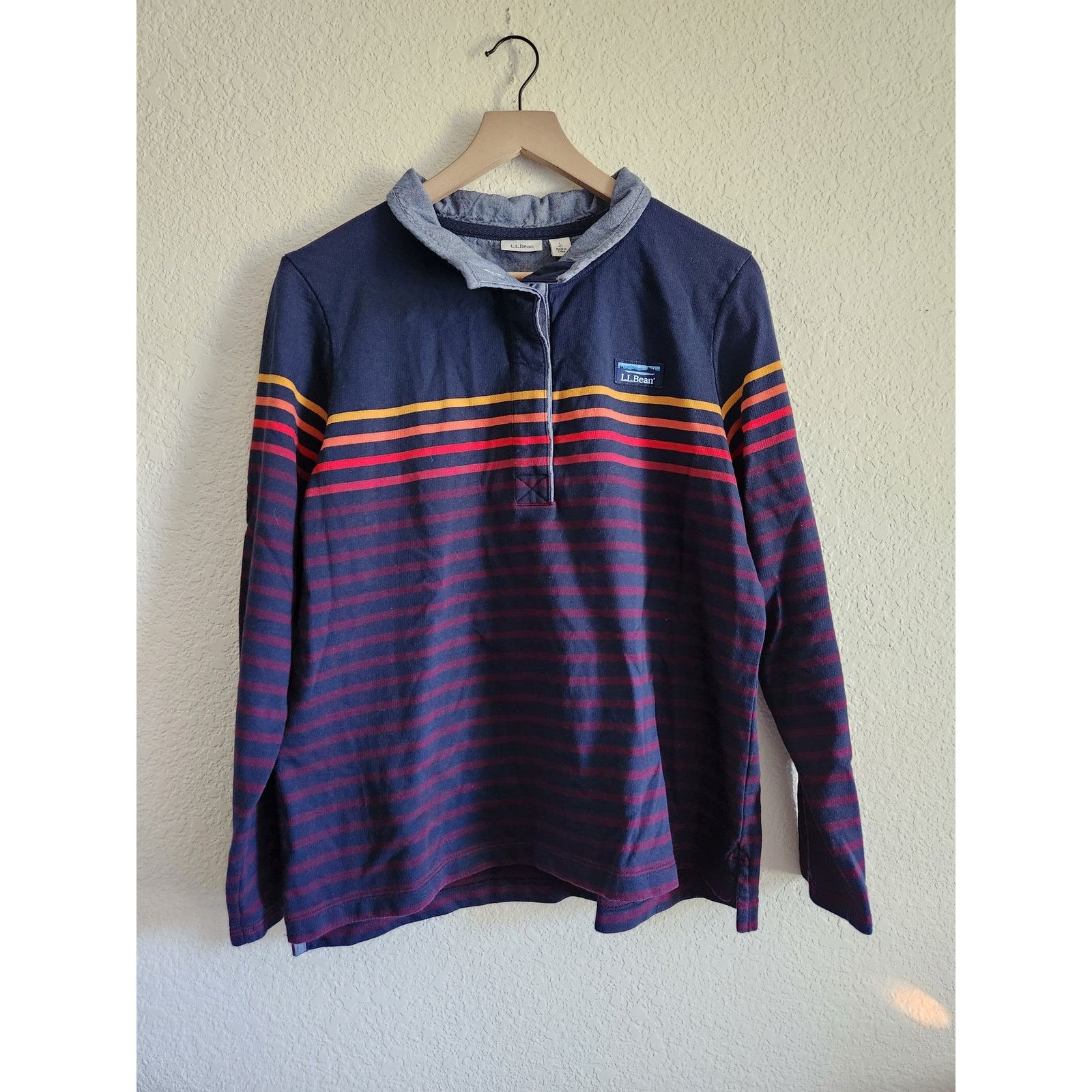 L.L. Bean Vintage L.L Bean Men's Stripped Pullover Shirt-Lg Petite Size US L / EU 52-54 / 3 - 1 Thumbnail
