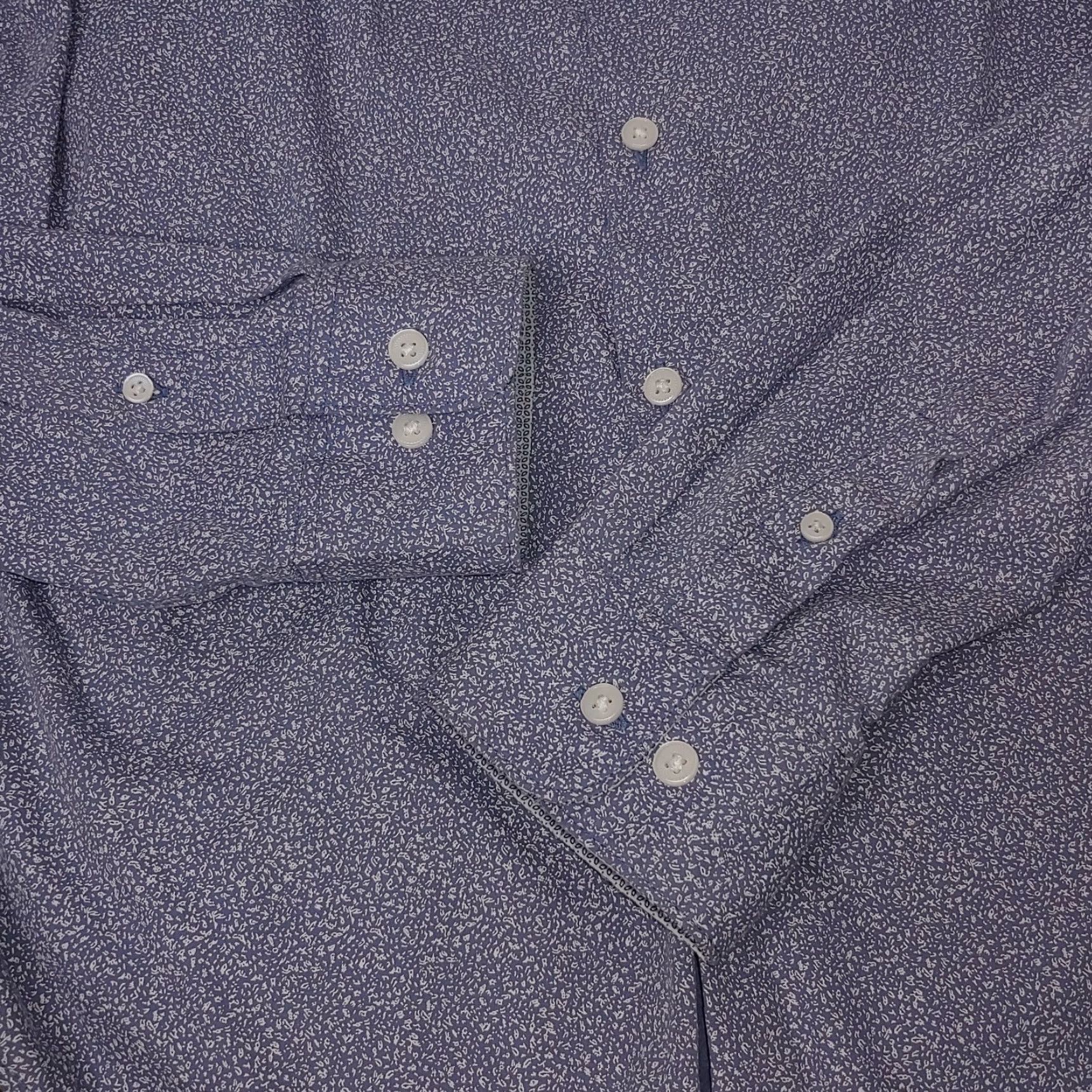 Vintage Denim & Flower Slim Fit Button-Up Shirt Medium Blue Abstract Long Sleeve Men's Business Casual Size US M / EU 48-50 / 2 - 7 Thumbnail