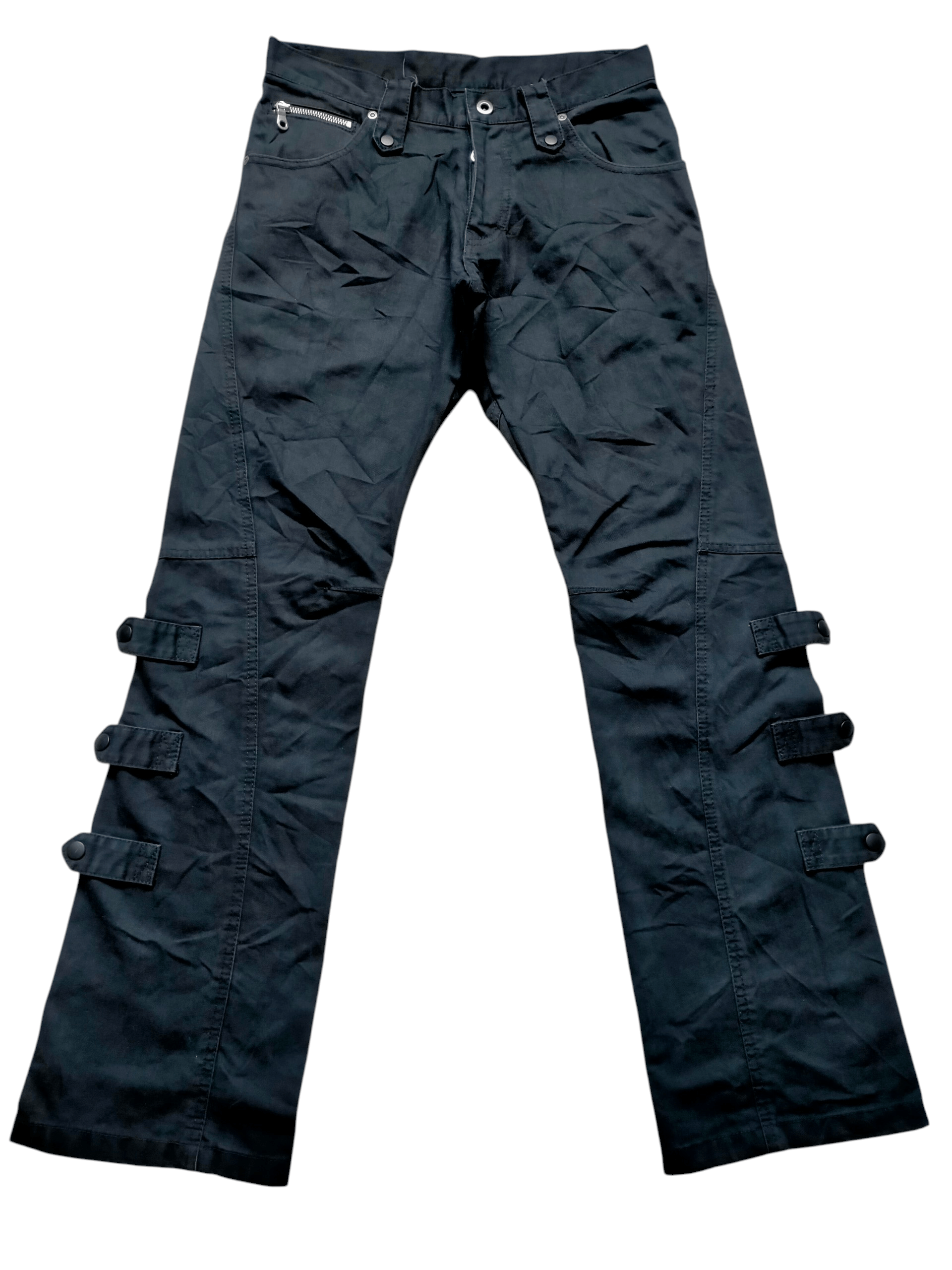 Tete Homme Tete Homme Flare Jeans Bondage Punk Style Black Denim Size US 30 / EU 46 - 2 Thumbnail