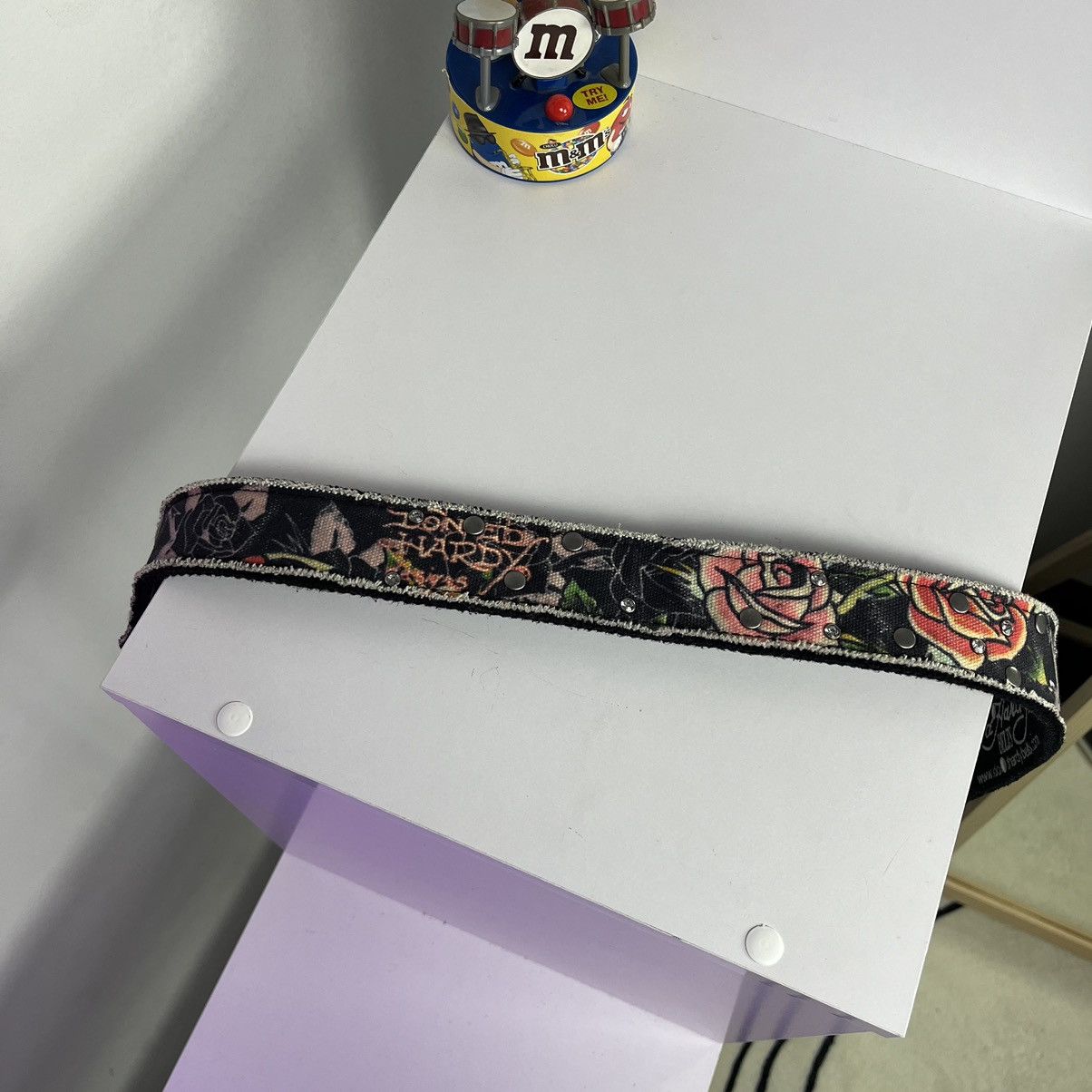 Ed Hardy × Vintage ⭐️VINTAGE⭐️ Ed Hardy Y2K Full Printed Textile Belt Size 34 - 8 Thumbnail