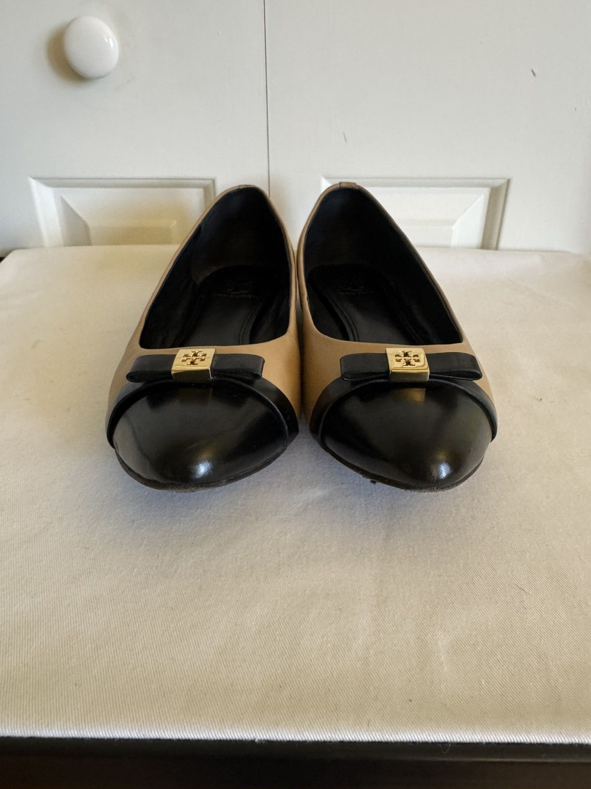 Tory Burch TORY BURCH Beige/Black Leather Ballet Flats 8.5 Size US 8.5 / IT 38.5 - 3 Thumbnail