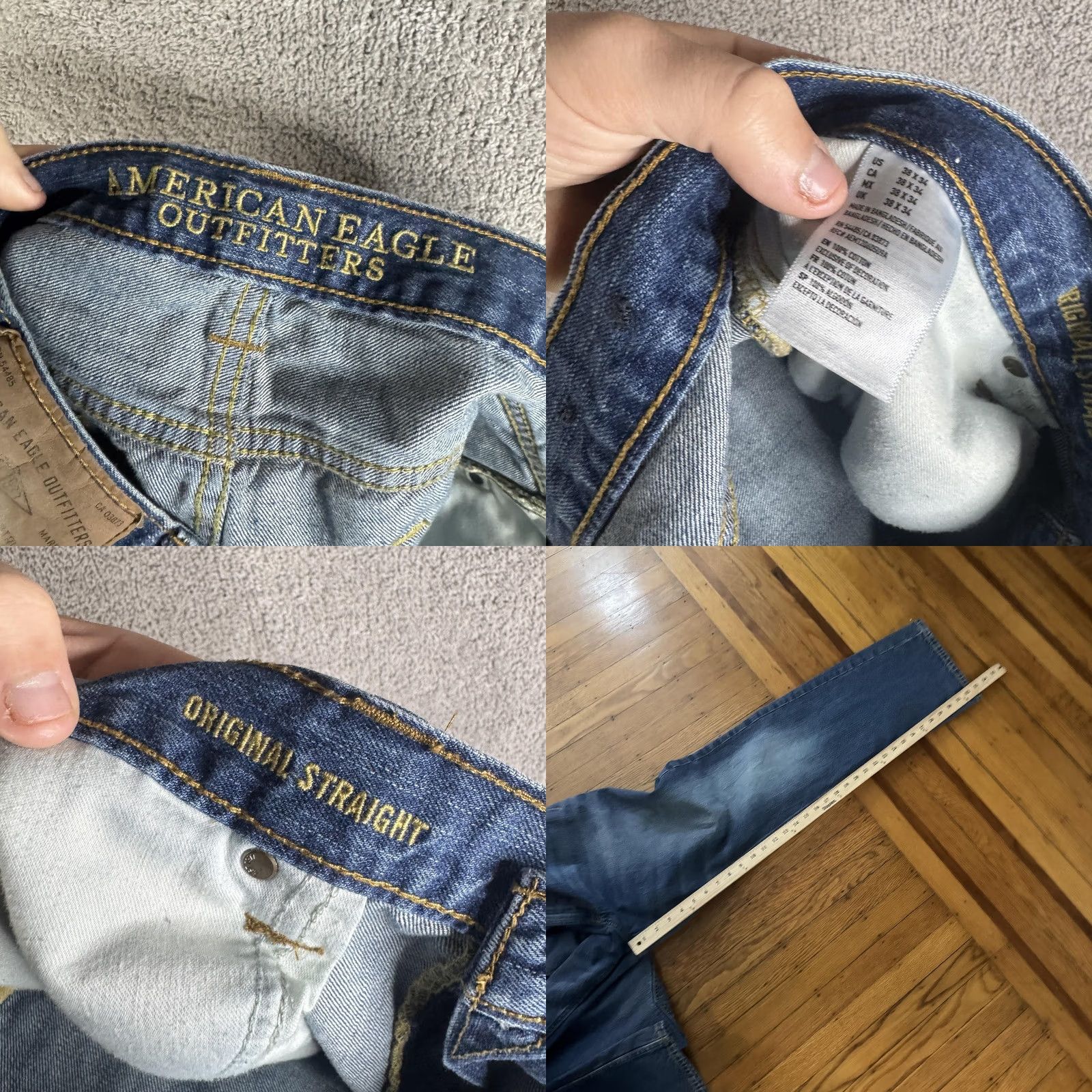 American Eagle Outfitters American Eagle Original Straight Jeans Mens 38x34 Blue Denim Medium Wash Casual Shirt? Size US 38 / EU 54 - 9 Thumbnail