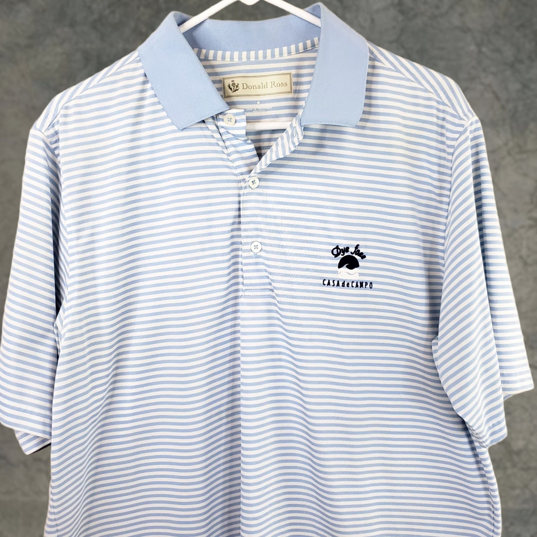 Vintage Donald Ross Polo Shirt Striped Blue White M Men Short Sleeve Golf Casual Shirt Polo Size US M / EU 48-50 / 2 - 1 Thumbnail
